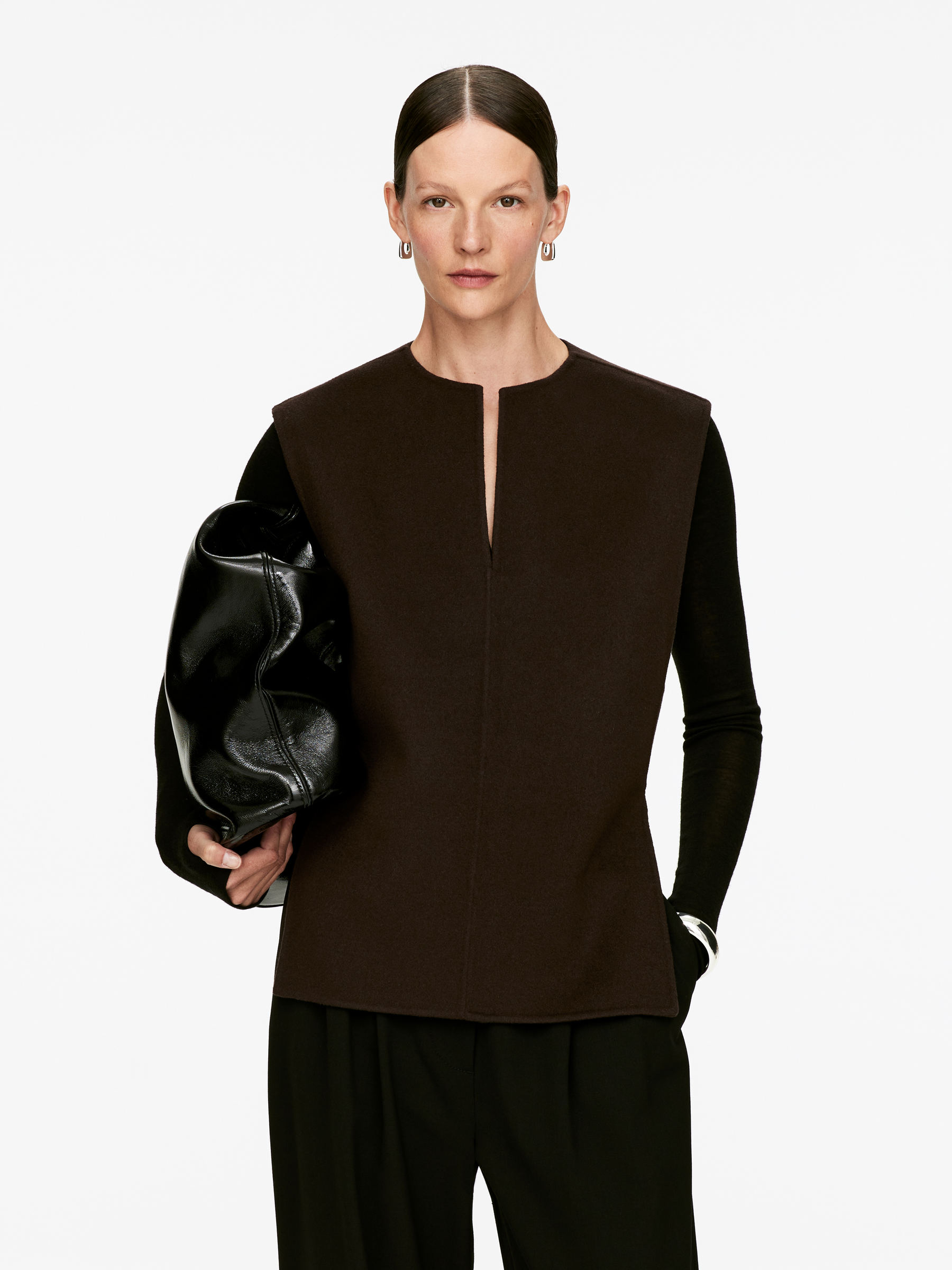 Doublé Wool-Blend Vest-#3F3838-16656