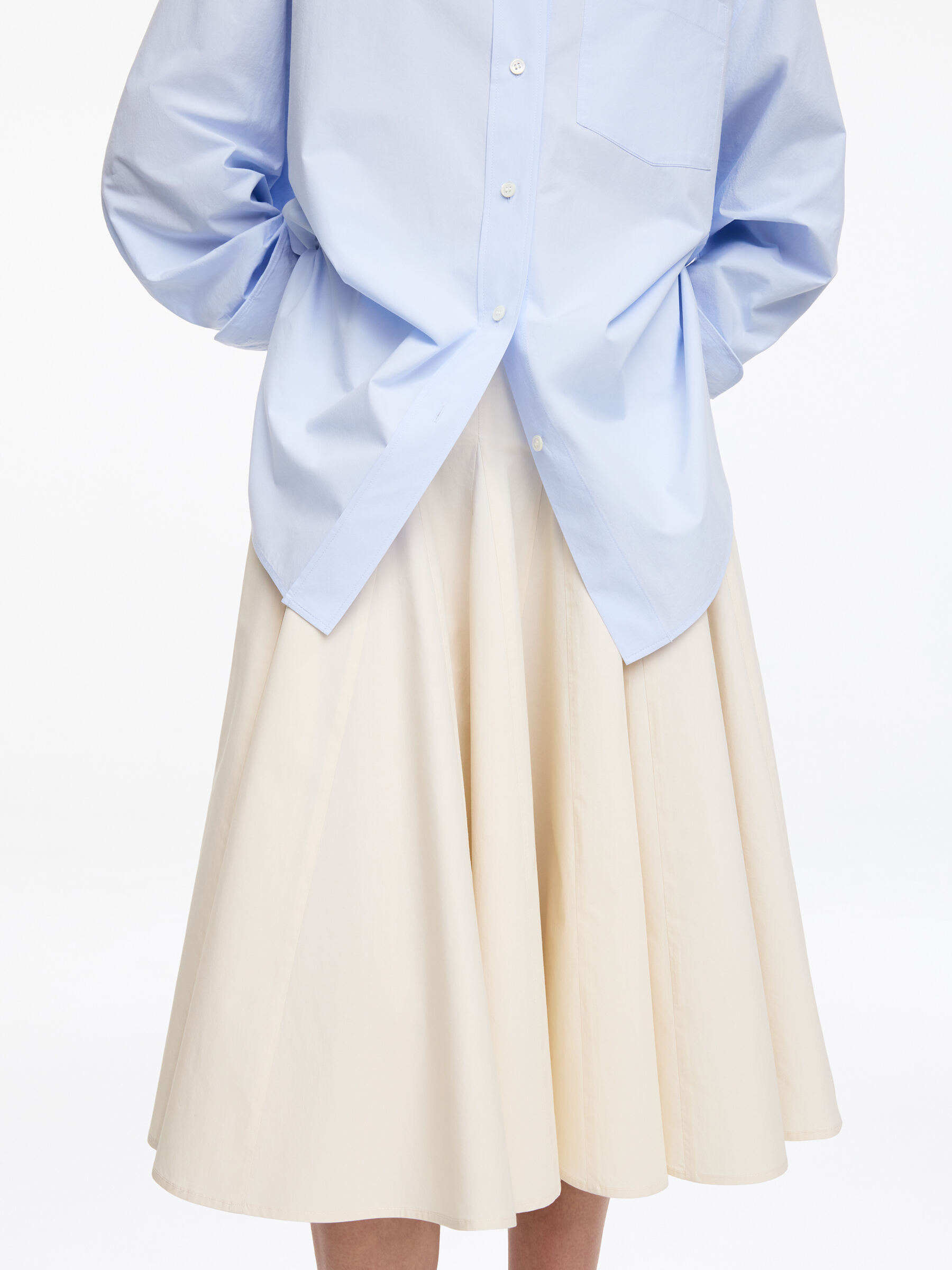 Cotton Midi Skirt - Off White - Regular fit - Women - StillMedia/Lookbook - 2