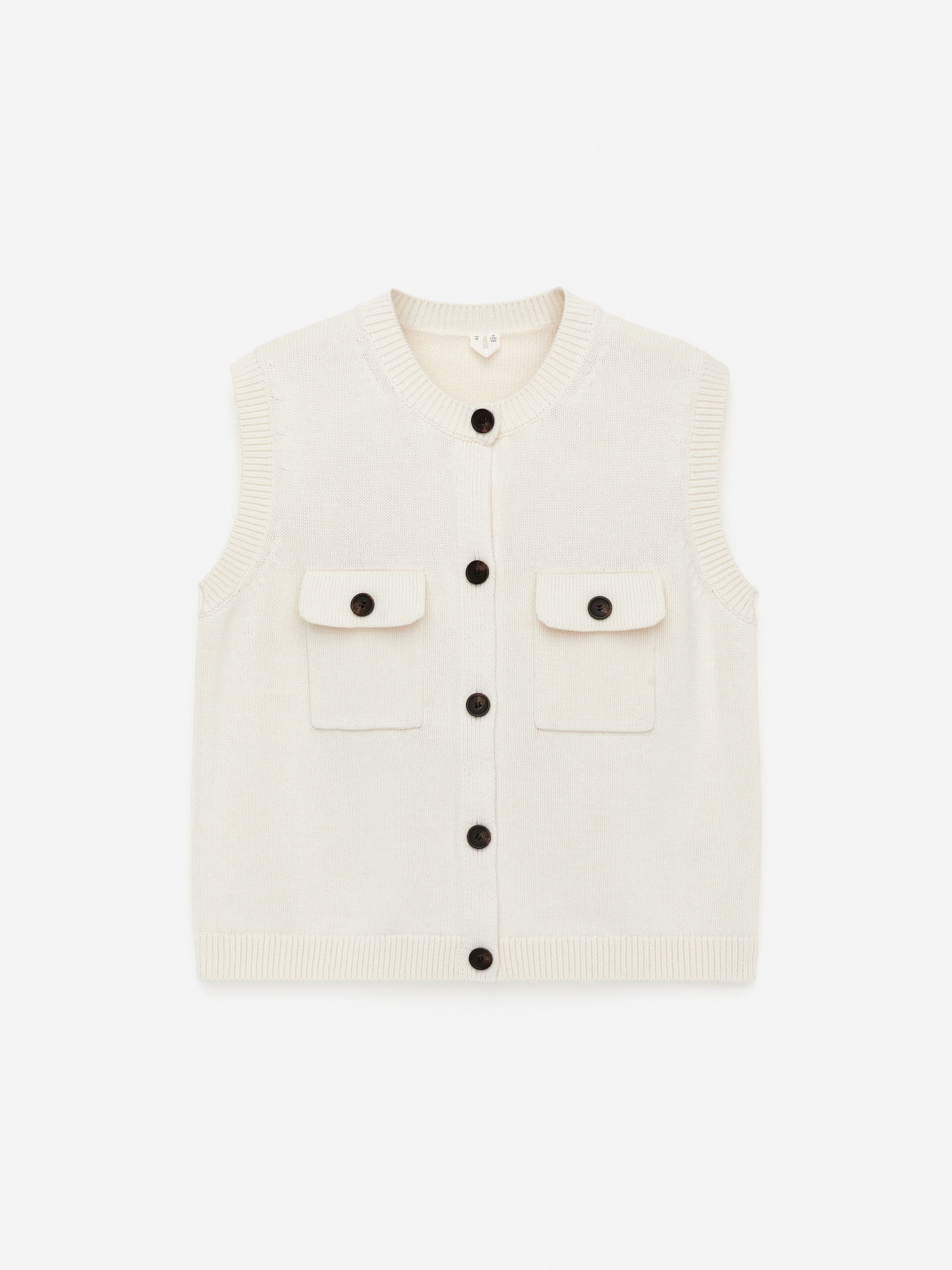 Gebreid katoenen vestje - Wit/Roodbruin