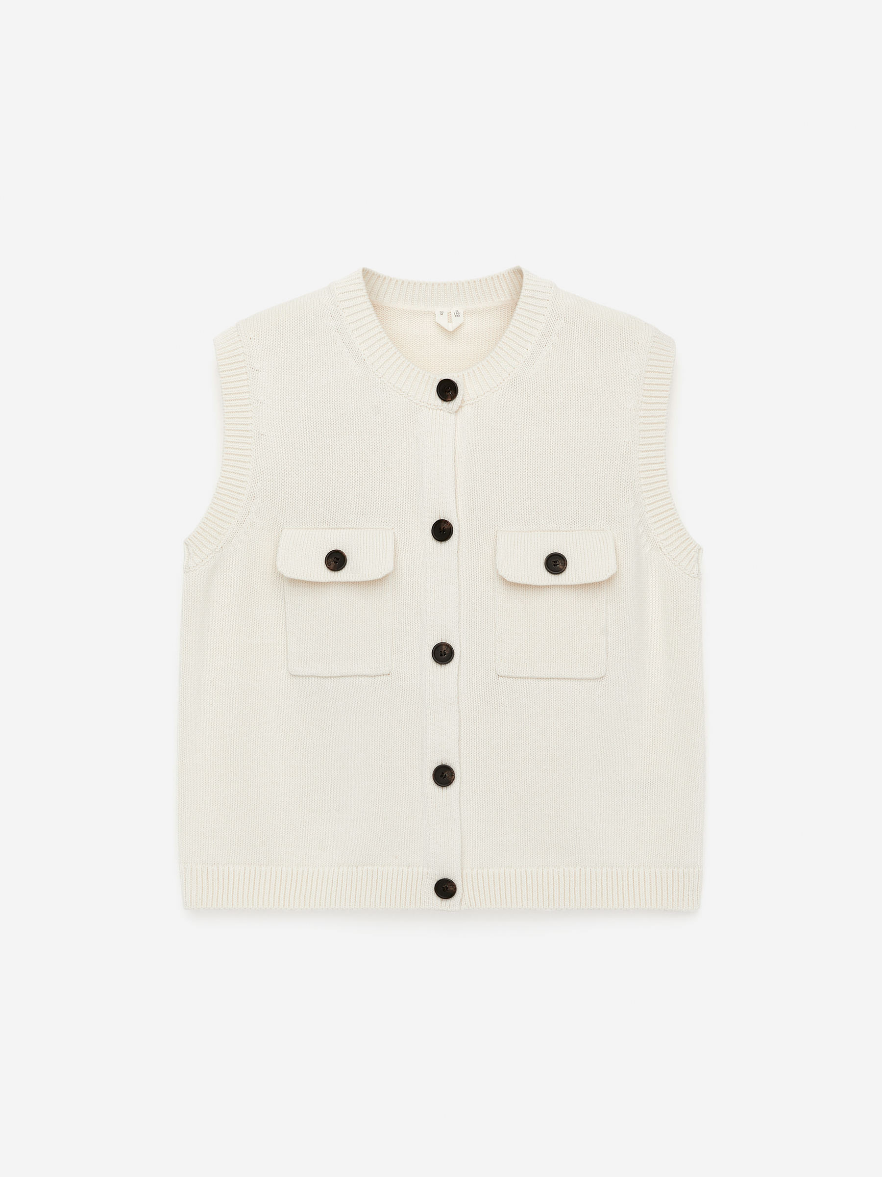 Knitted Cotton Vest - White - Regular fit - Women - StillMedia/DescriptiveStillLife - 1