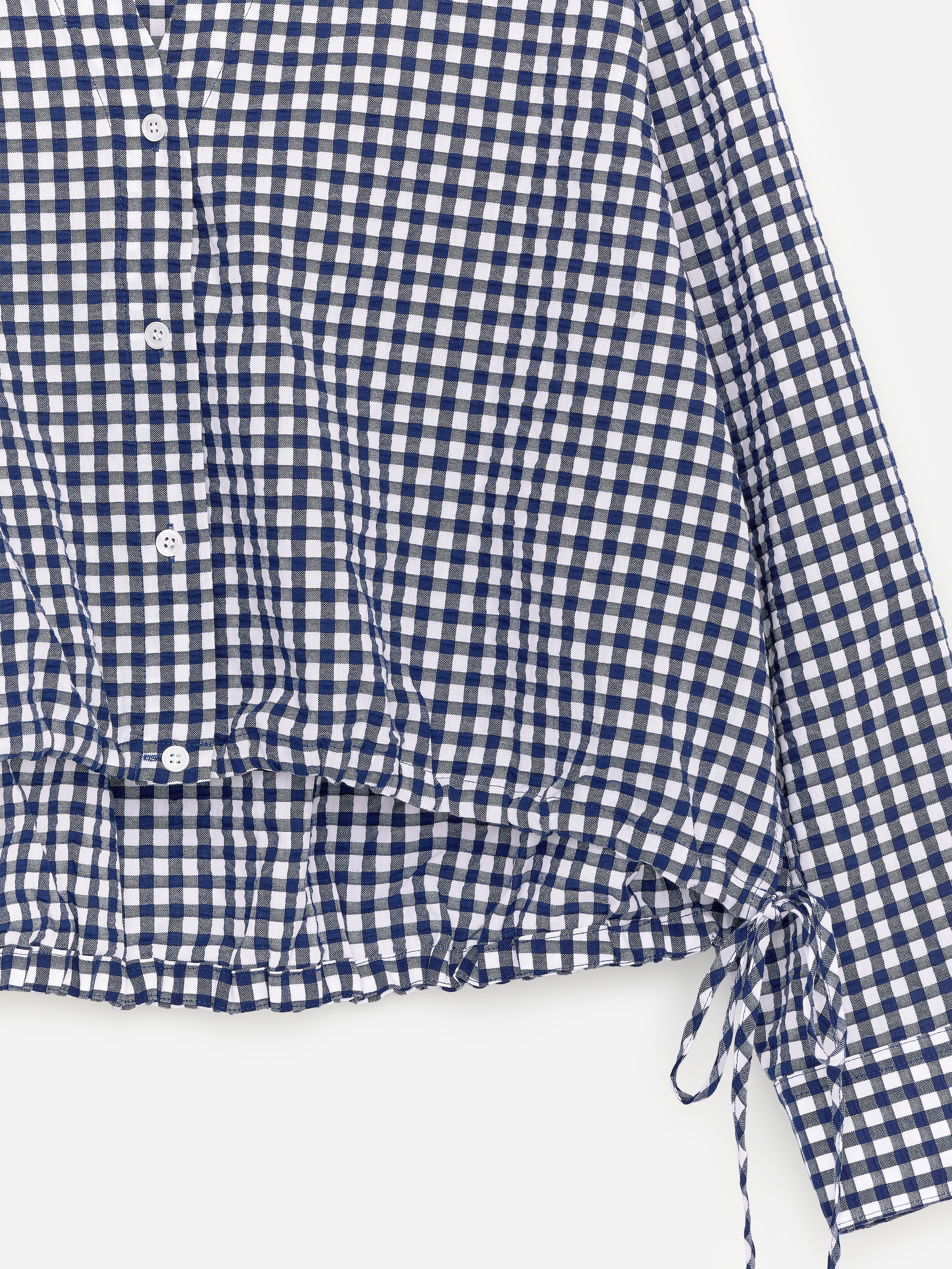 Seersucker Top - Blue/White - Regular fit - Women - StillMedia/DescriptiveDetail - 1