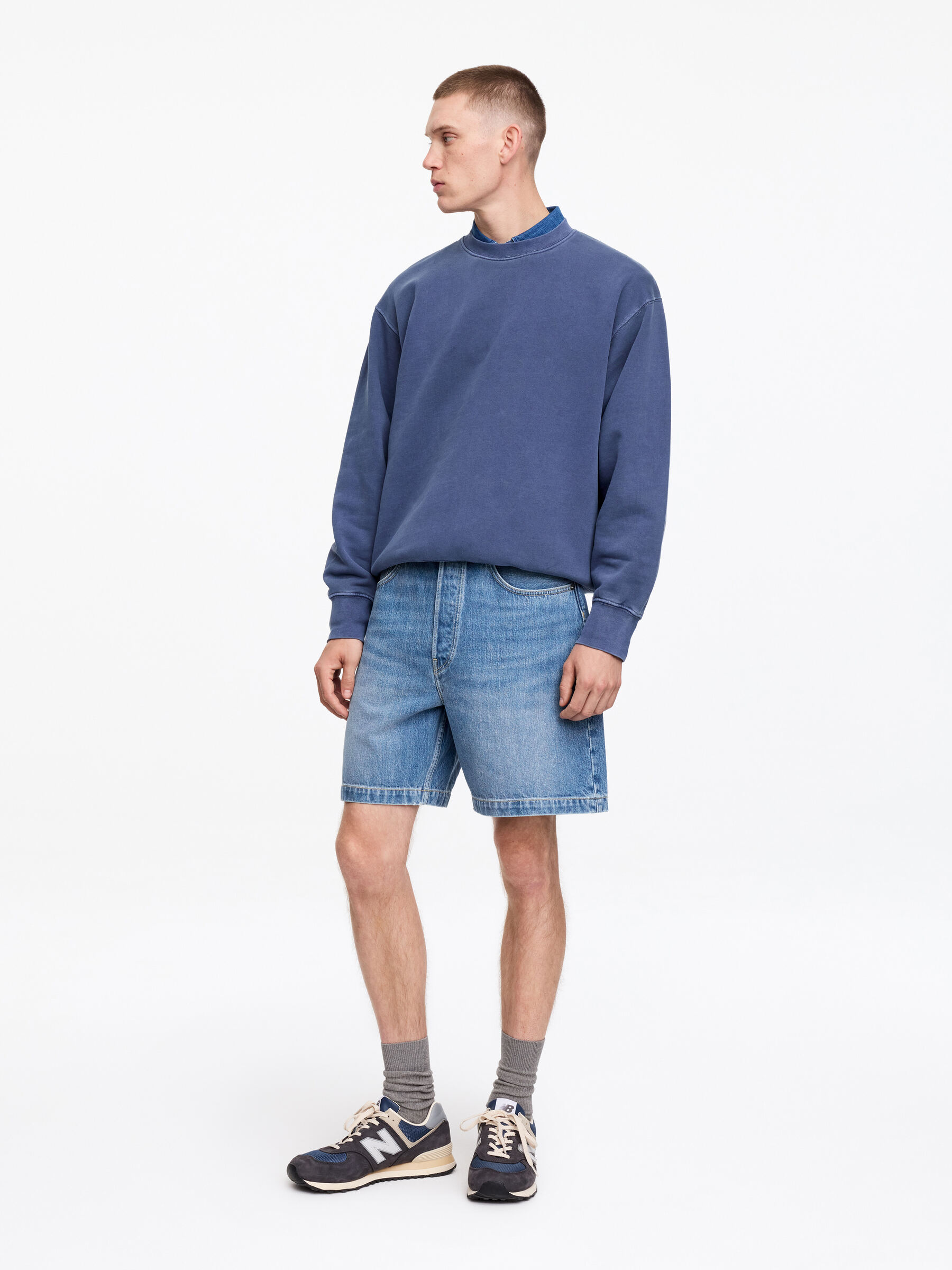 Relaxed Denim Shorts - Mid Blue - Relaxed fit - Men - StillMedia/Lookbook - 3