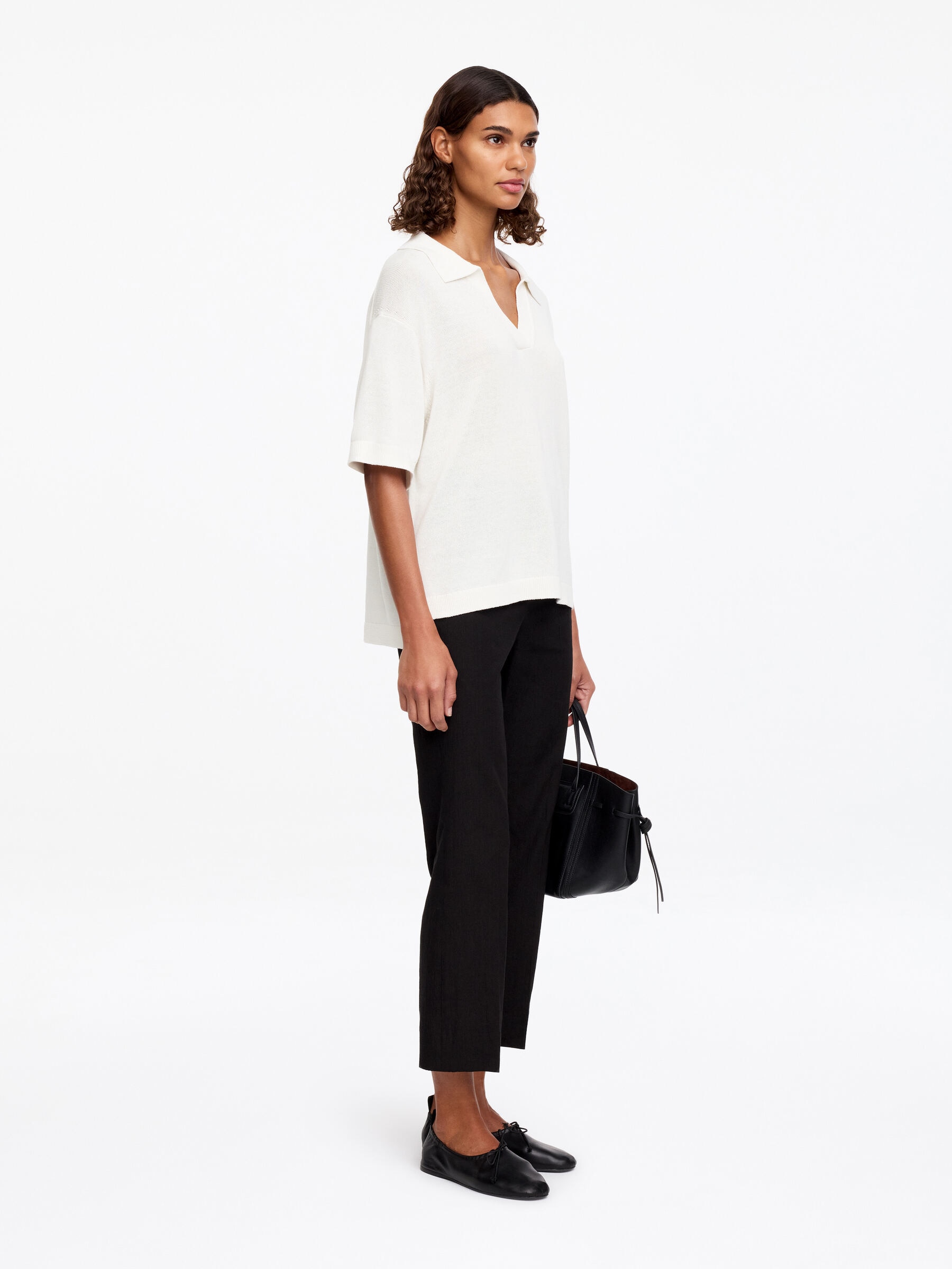 Jersey tipo polo de punto - Blanco - Corte holgado - Women - StillMedia/Lookbook - 4