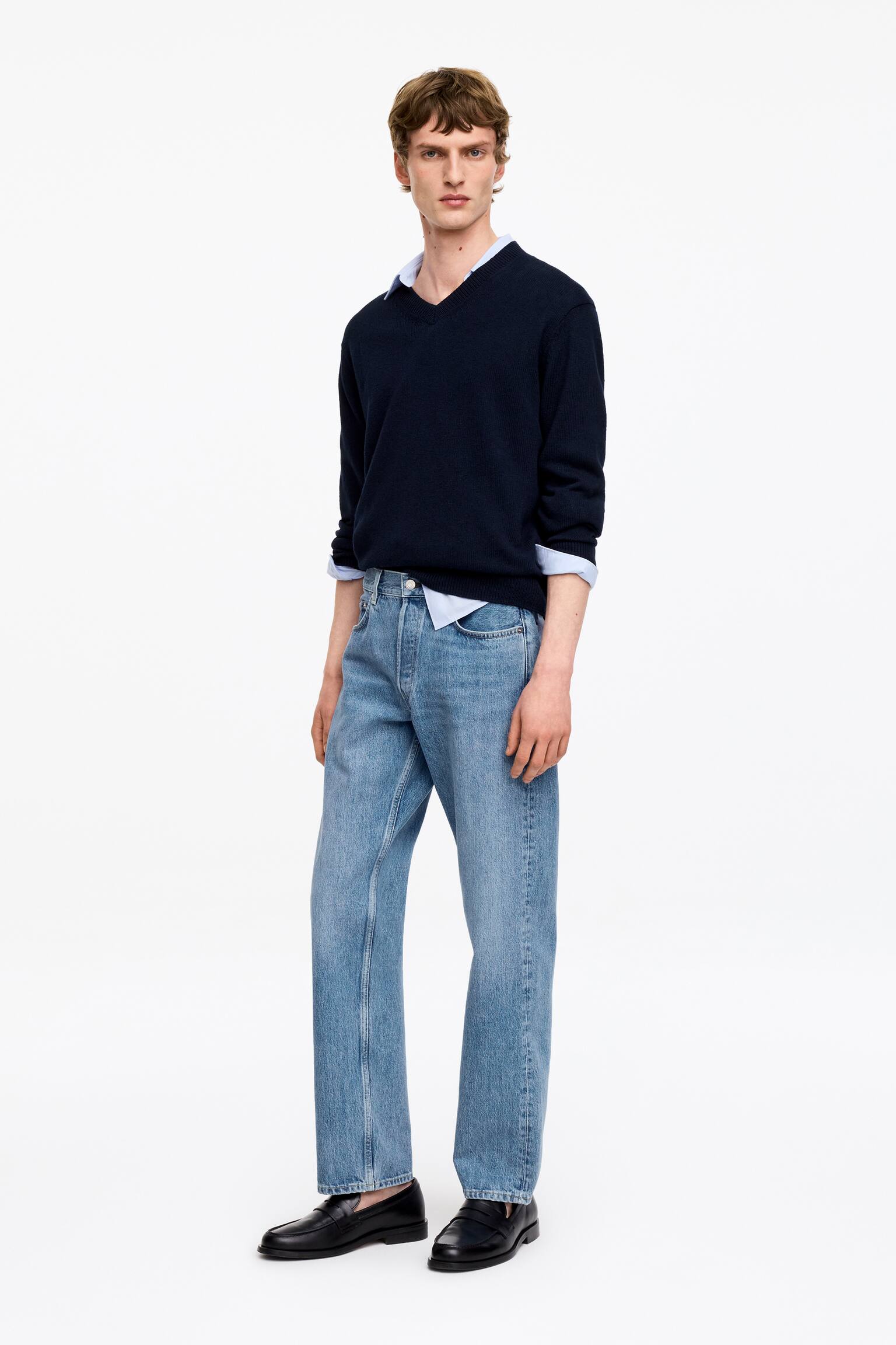 OCEAN Loose Straight Jeans - Blå/Oblekt/Svart/Grå/Mörkblå/Blå/Mörkblå - 8