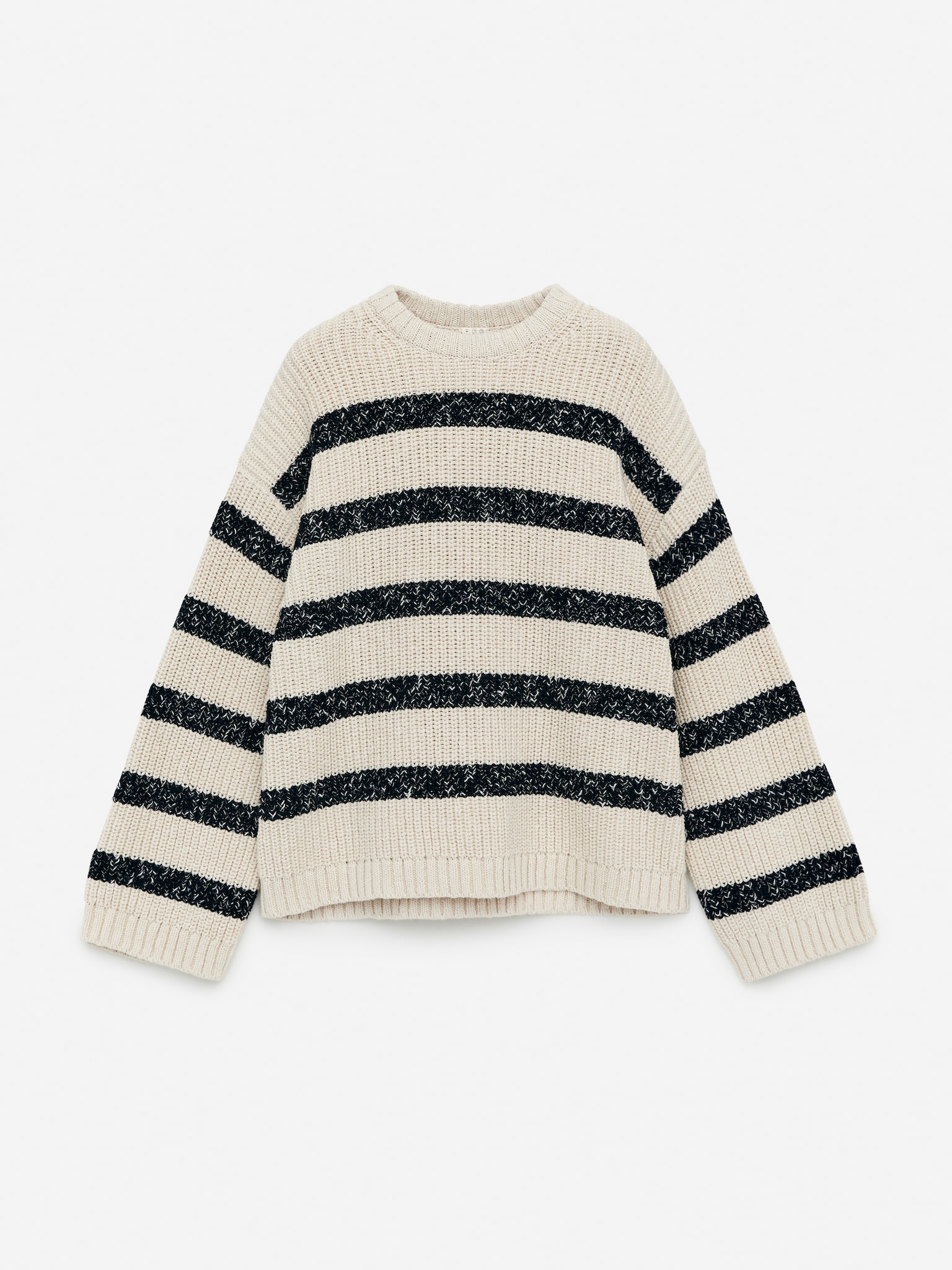 Knitted Cotton Jumper - Beige/Black