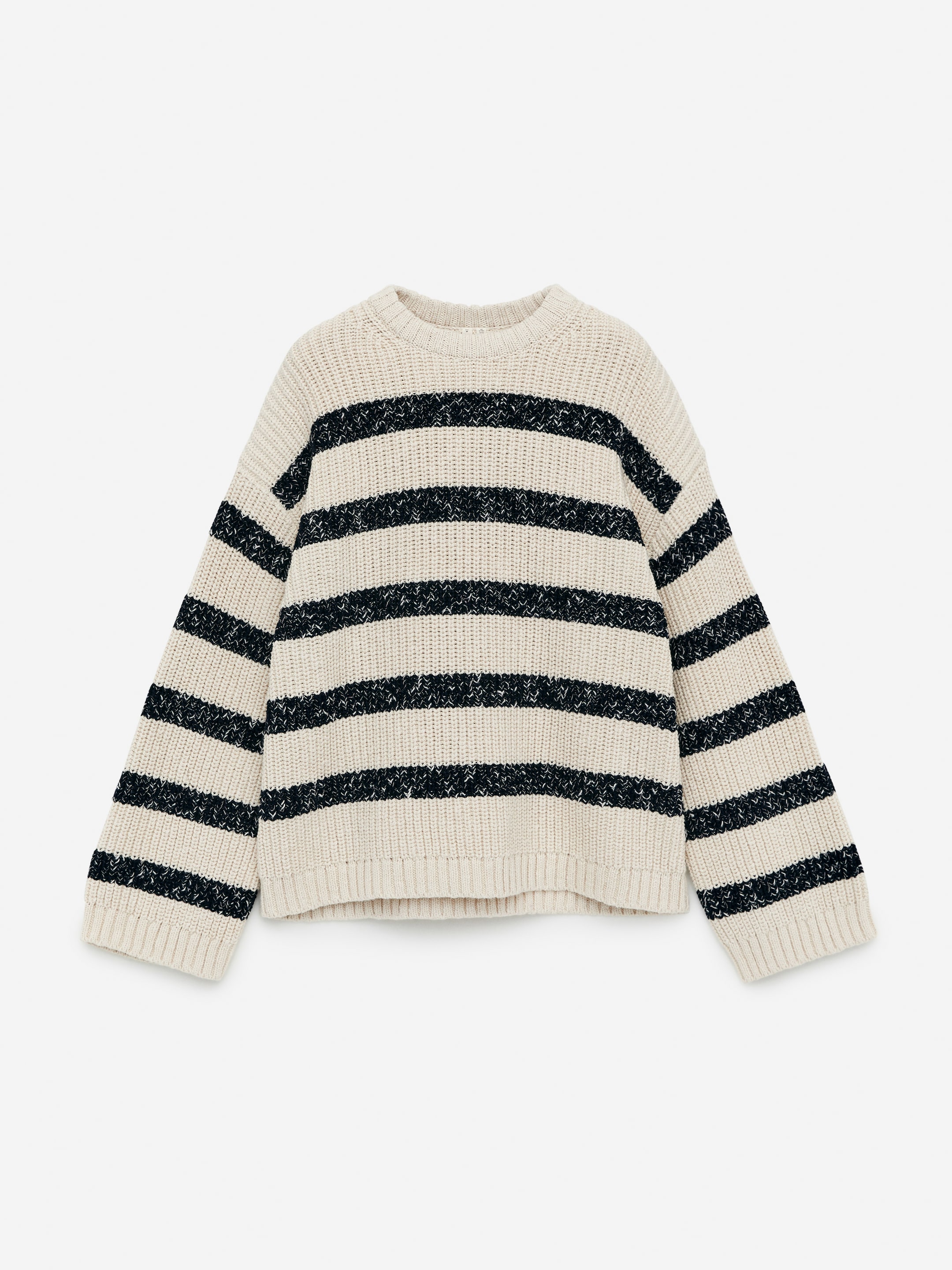 Se større billede: Striksweater i bomuld - Beige/sort - DAME | H&M DK 1