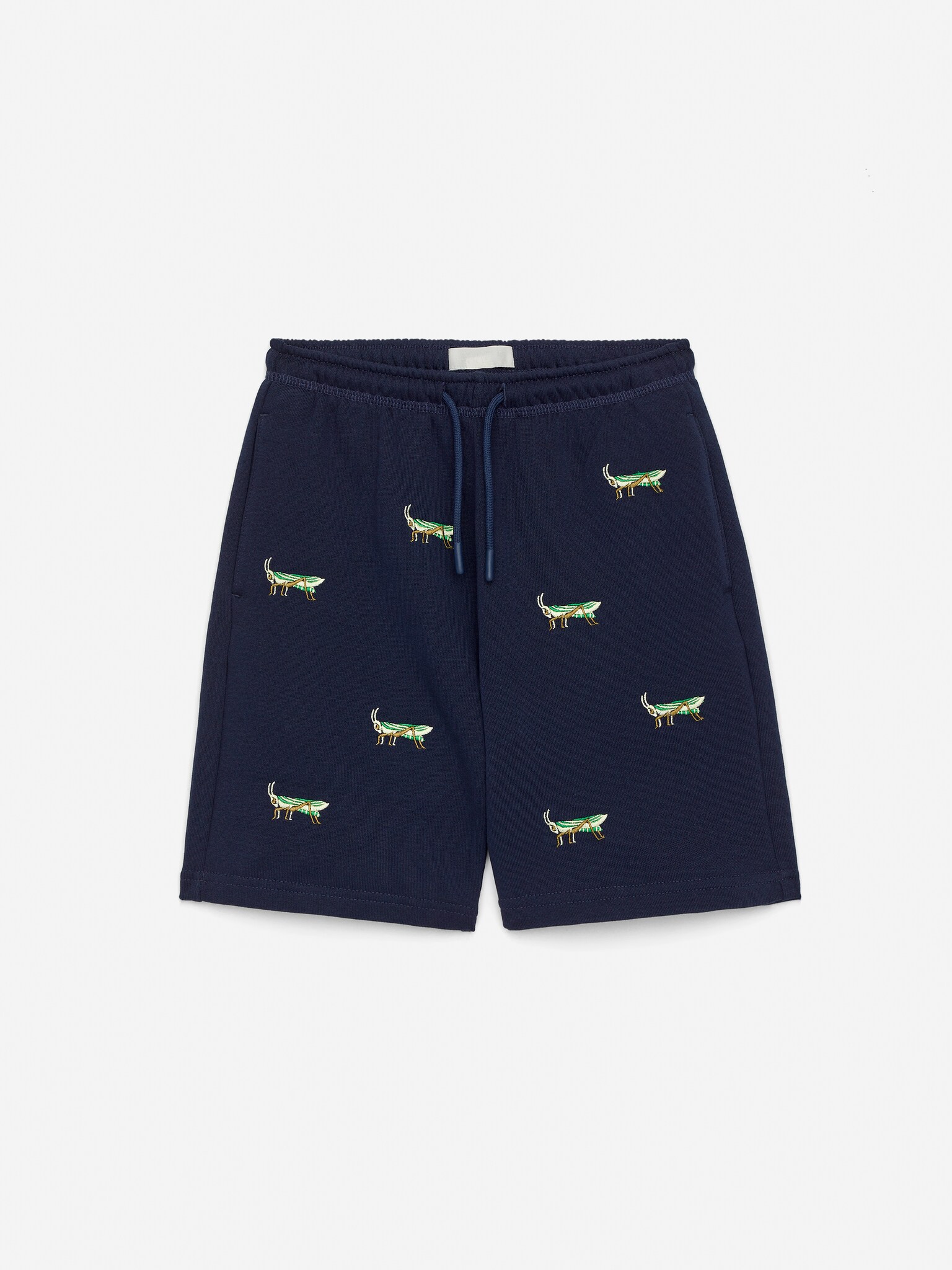 Pantalones cortos de chándal bordados - Azul oscuro/saltamontes