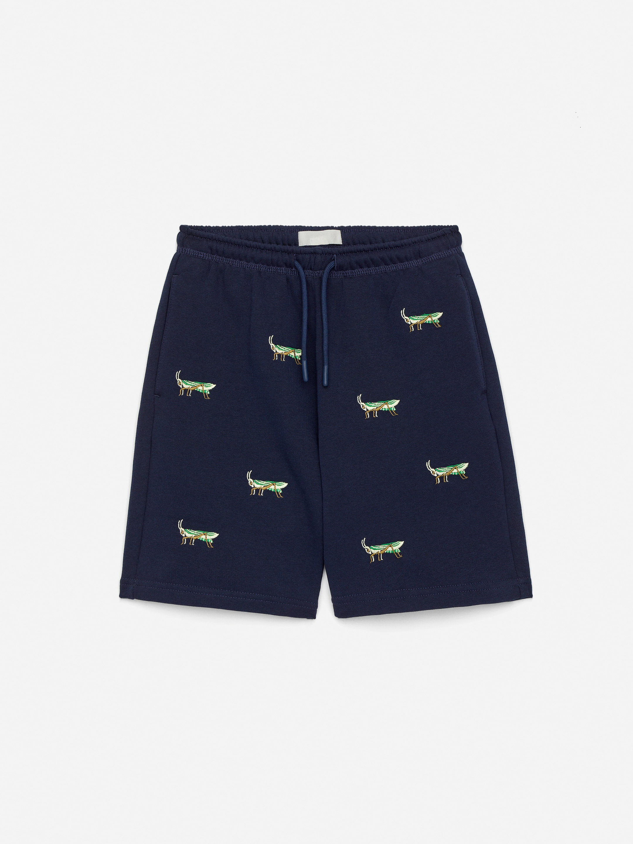 Embroidered Sweatshorts - Dark Blue/Grasshoppers - Relaxed fit - Children - StillMedia/DescriptiveStillLife - 1