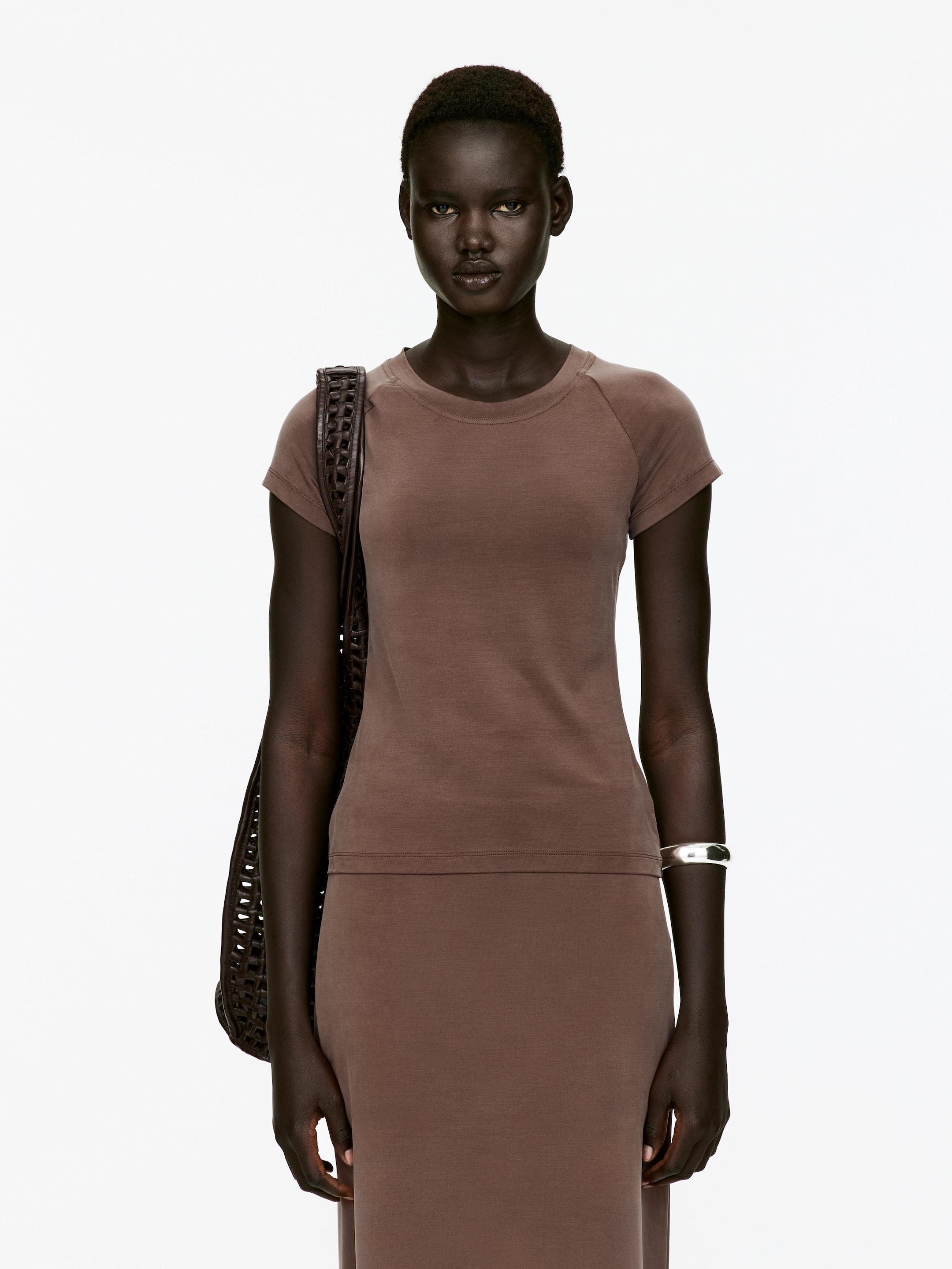 Ver imagem maior: T-Shirt de cupro - Castanho - SENHORA | H&M PT 1