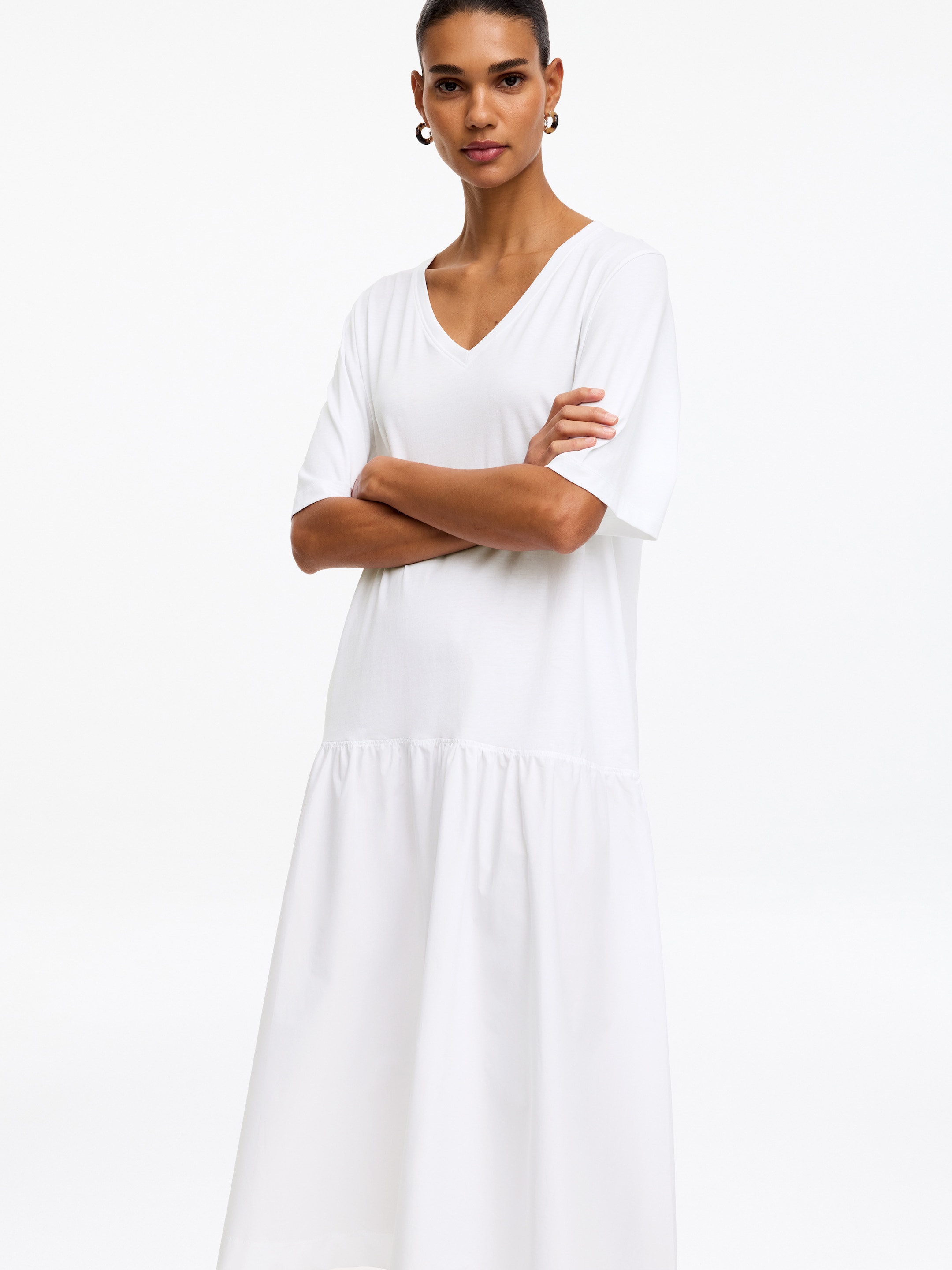 Midikleid mit V-Ausschnitt - Weiß - Regular Fit - Damen - StillMedia/Lookbook - 5