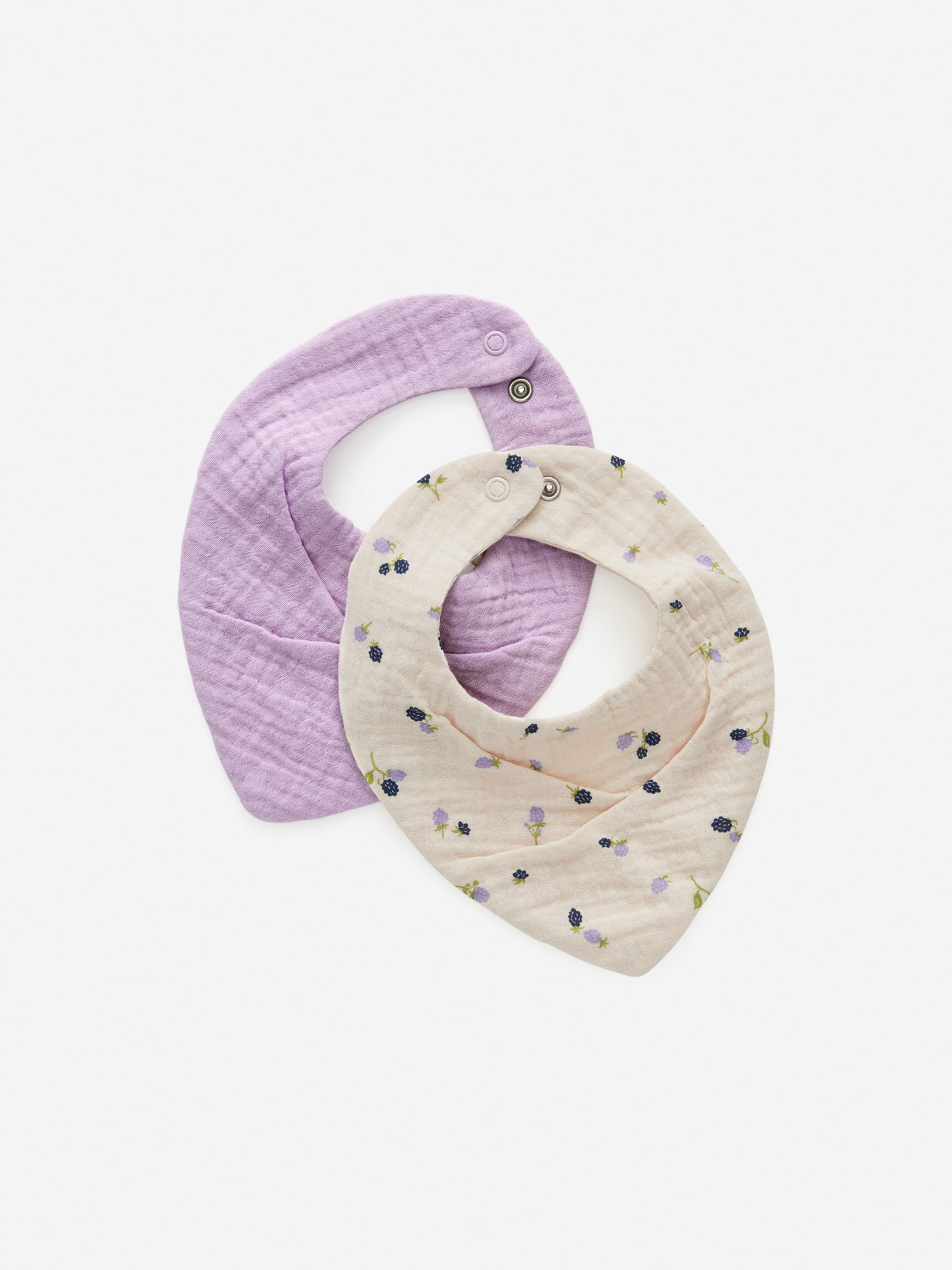 Grösseres Bild ansehen: Lätzchen mit Print, 2 Stück - Cremeweiß/Brombeeren - KINDER | H&M CH 1