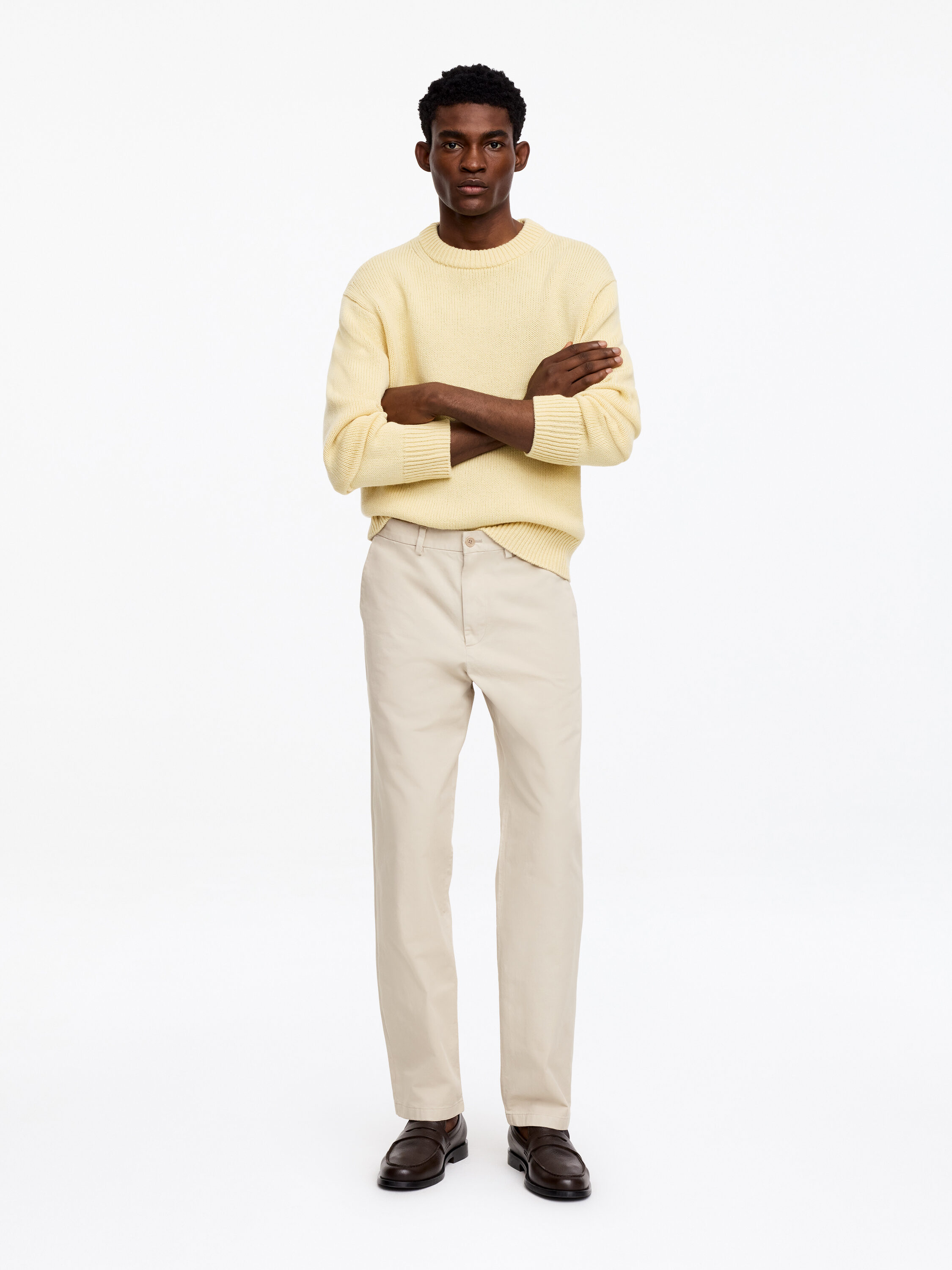 Straight Cotton Chinos Light Beige