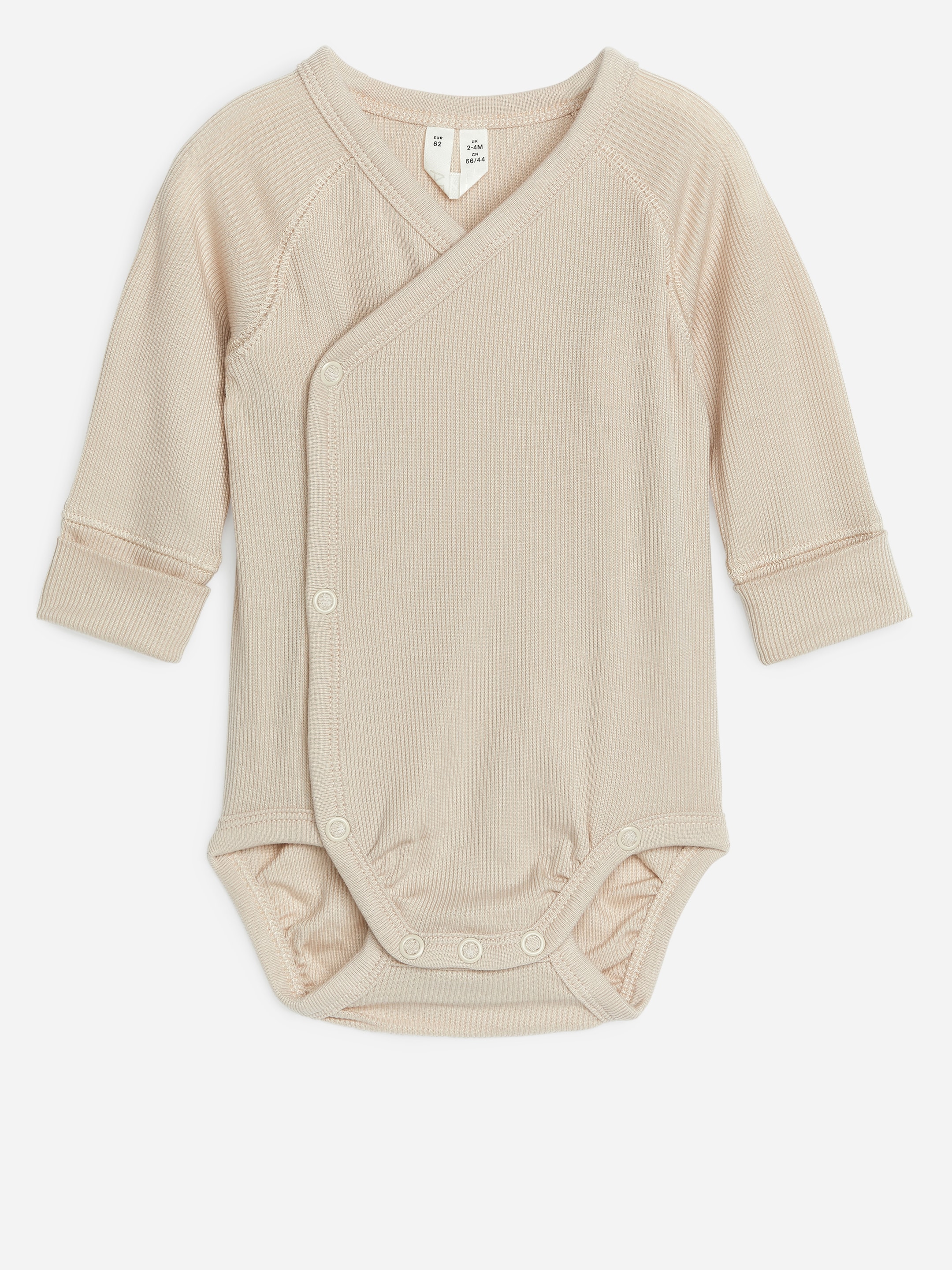 Ribbstickad body för nyfödd-Beige-7262