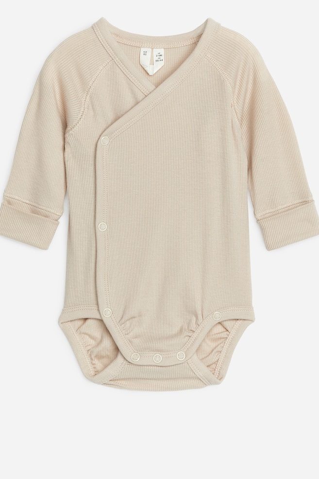 Newborn Smooth Rib Bodysuit - Beige - 1