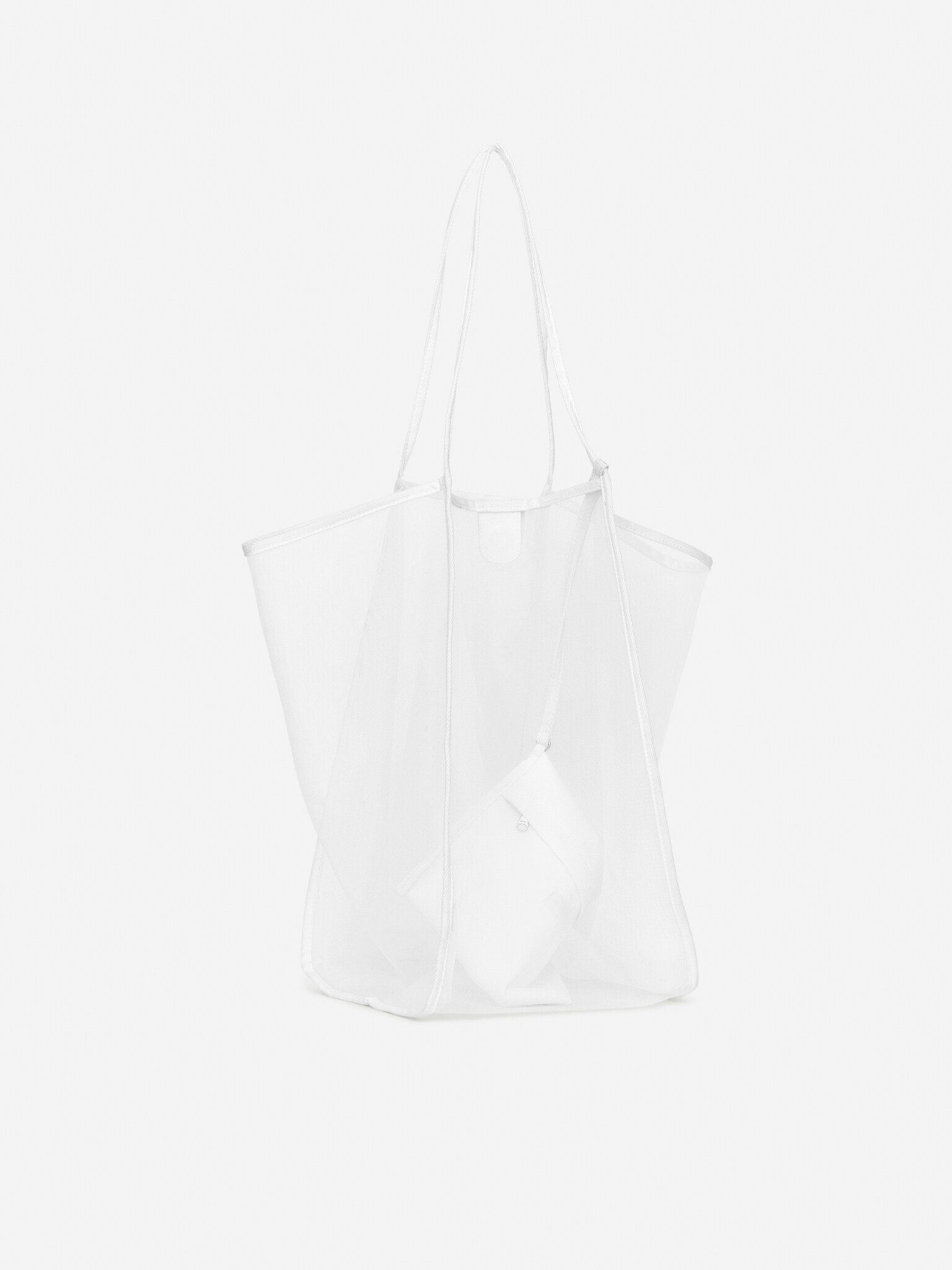 Sac fourre-tout en tissu résille - Blanc - 6