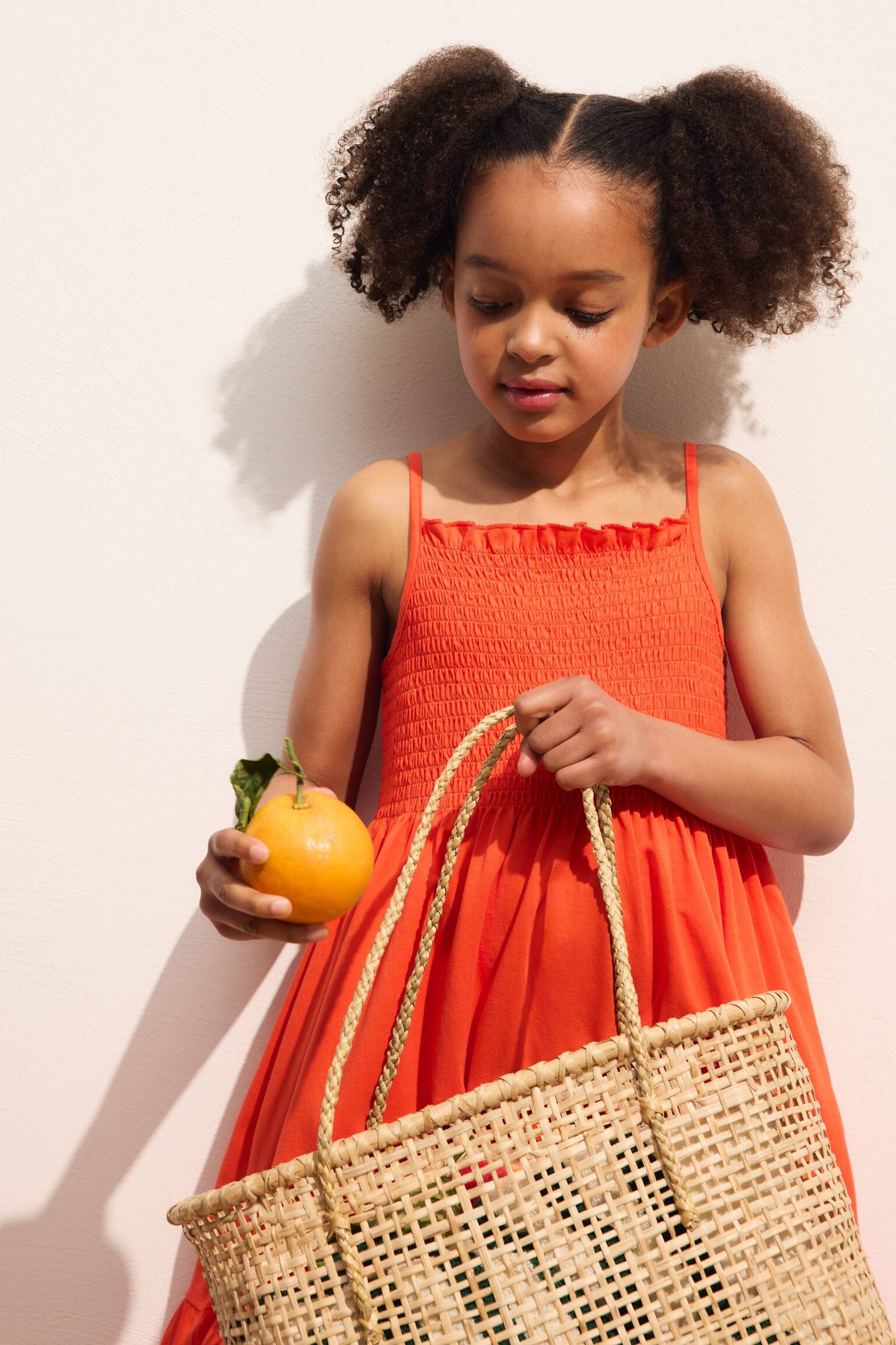 Jersey Smock Dress-Bright Red - 5