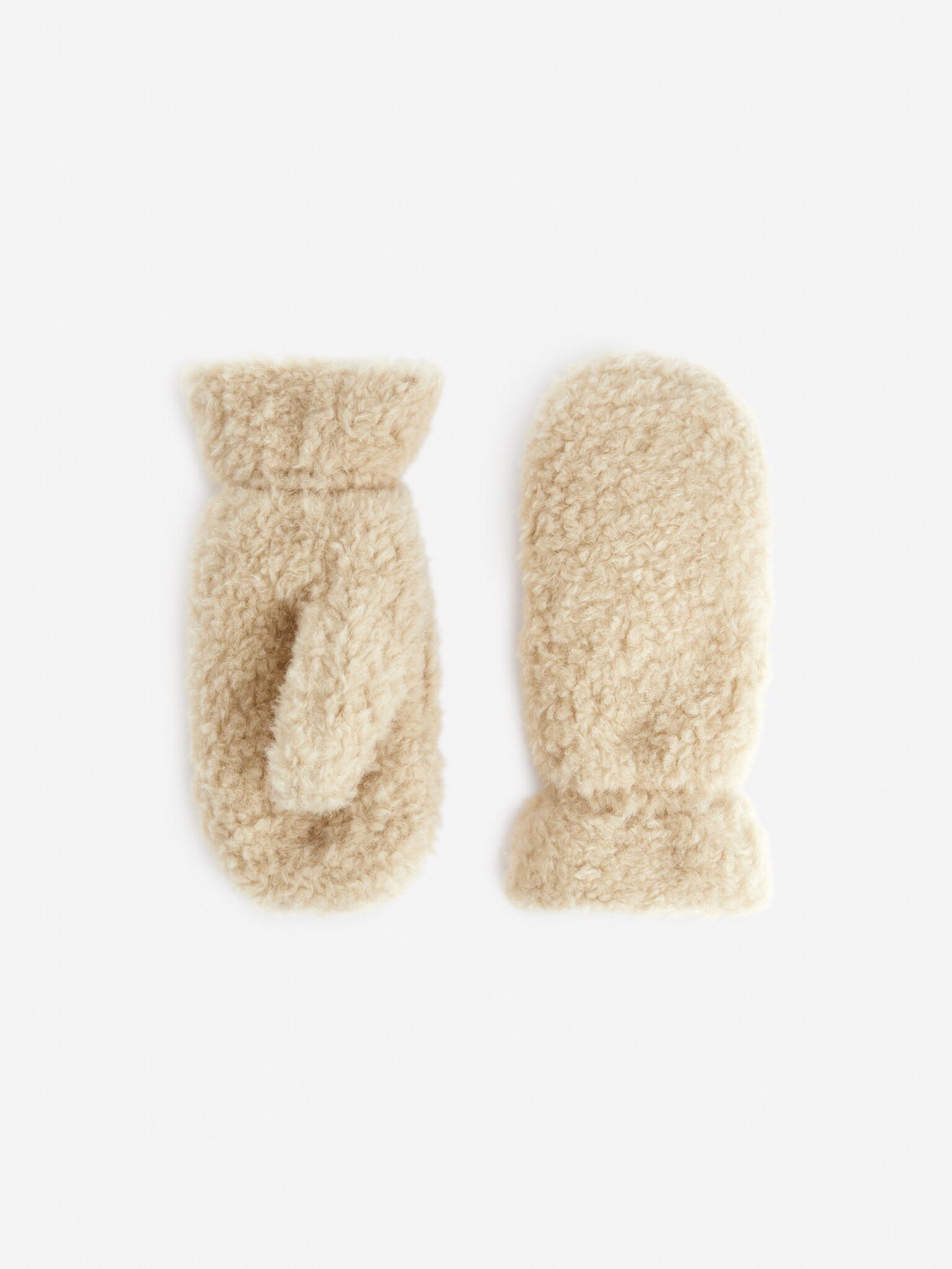 Wattierte Teddy-Fäustlinge - Beige