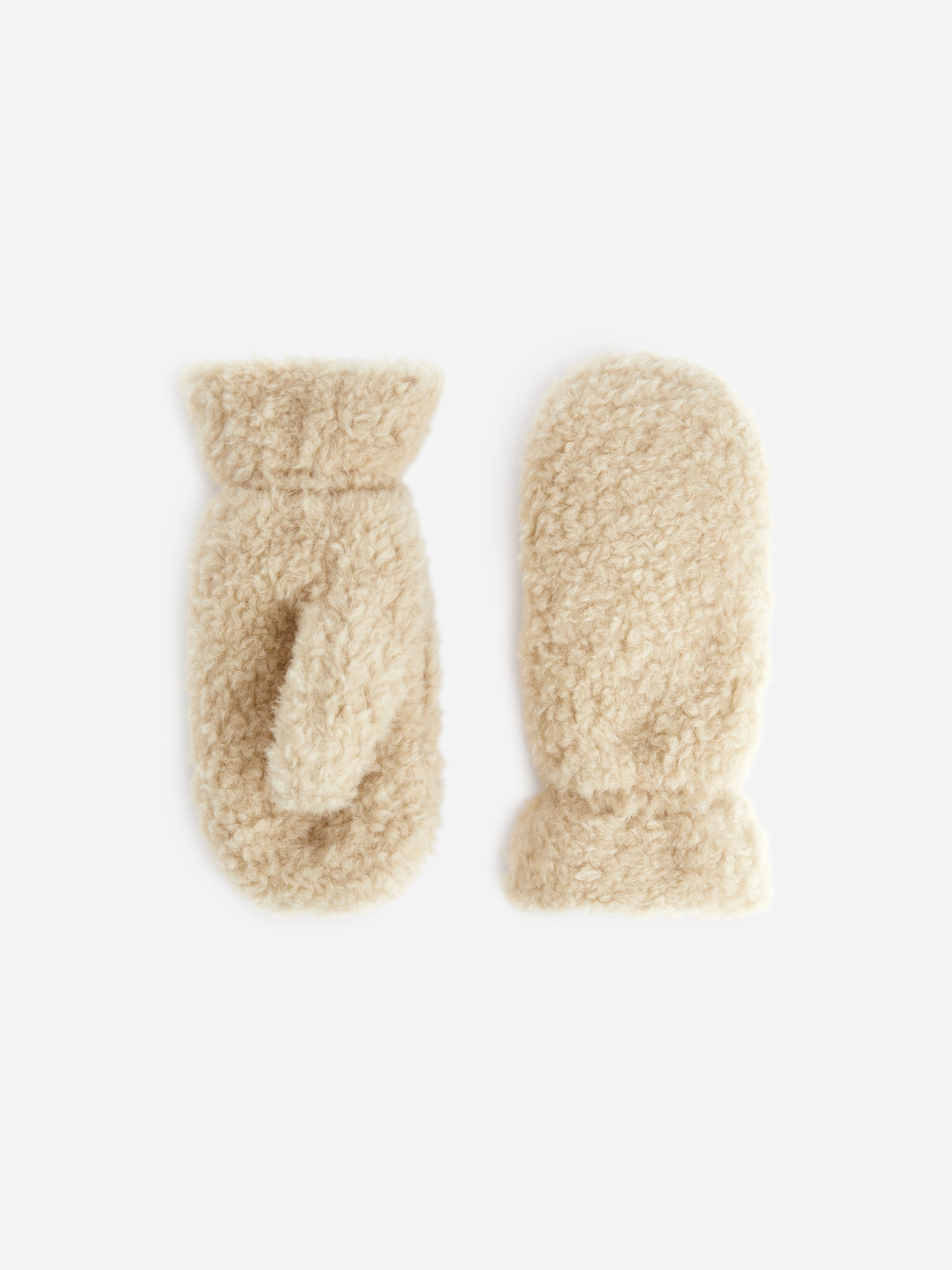 Wattierte Teddy-Fäustlinge - Beige