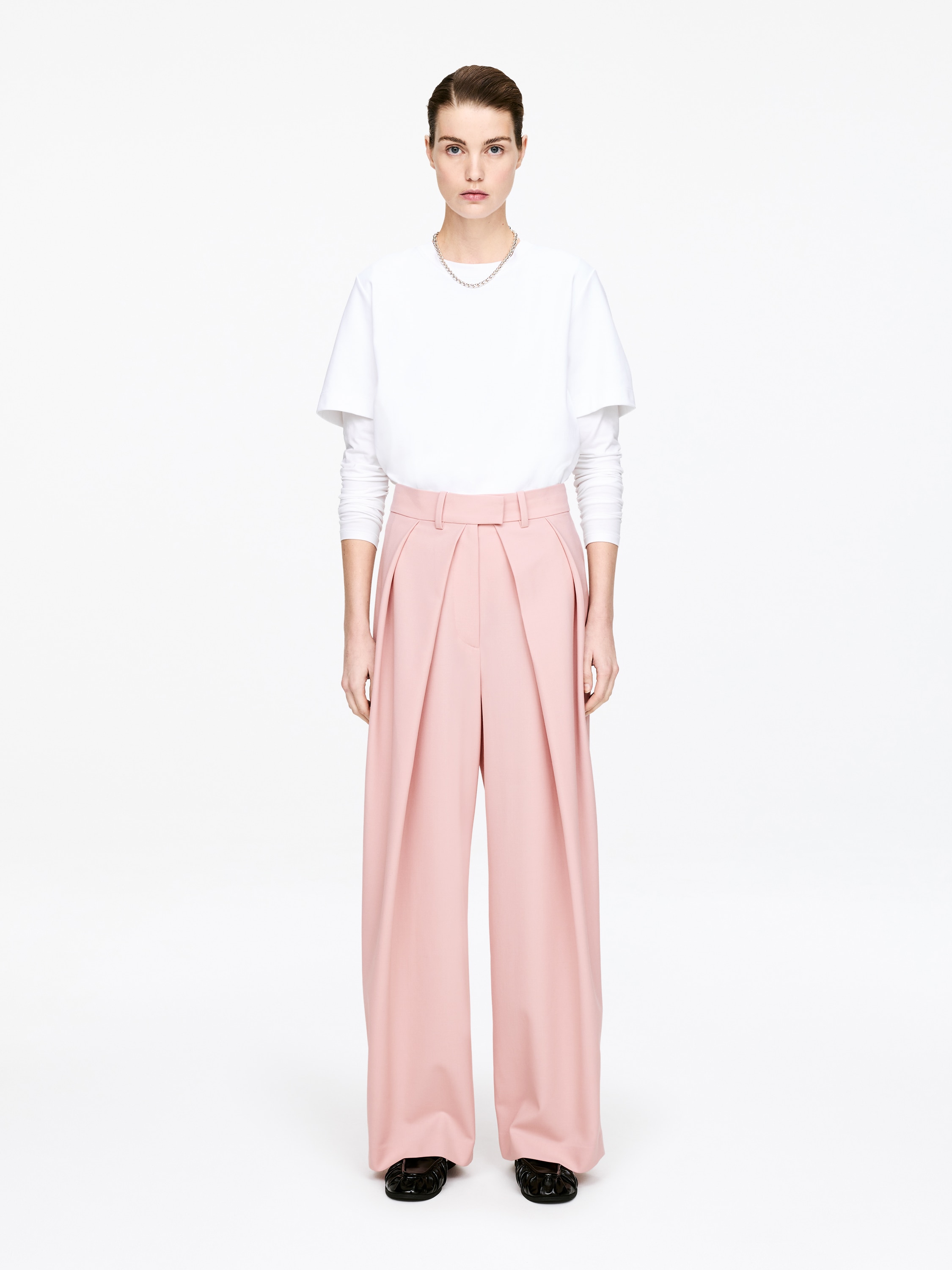 Broek met gedrapeerde plooien - Zalmkleurig