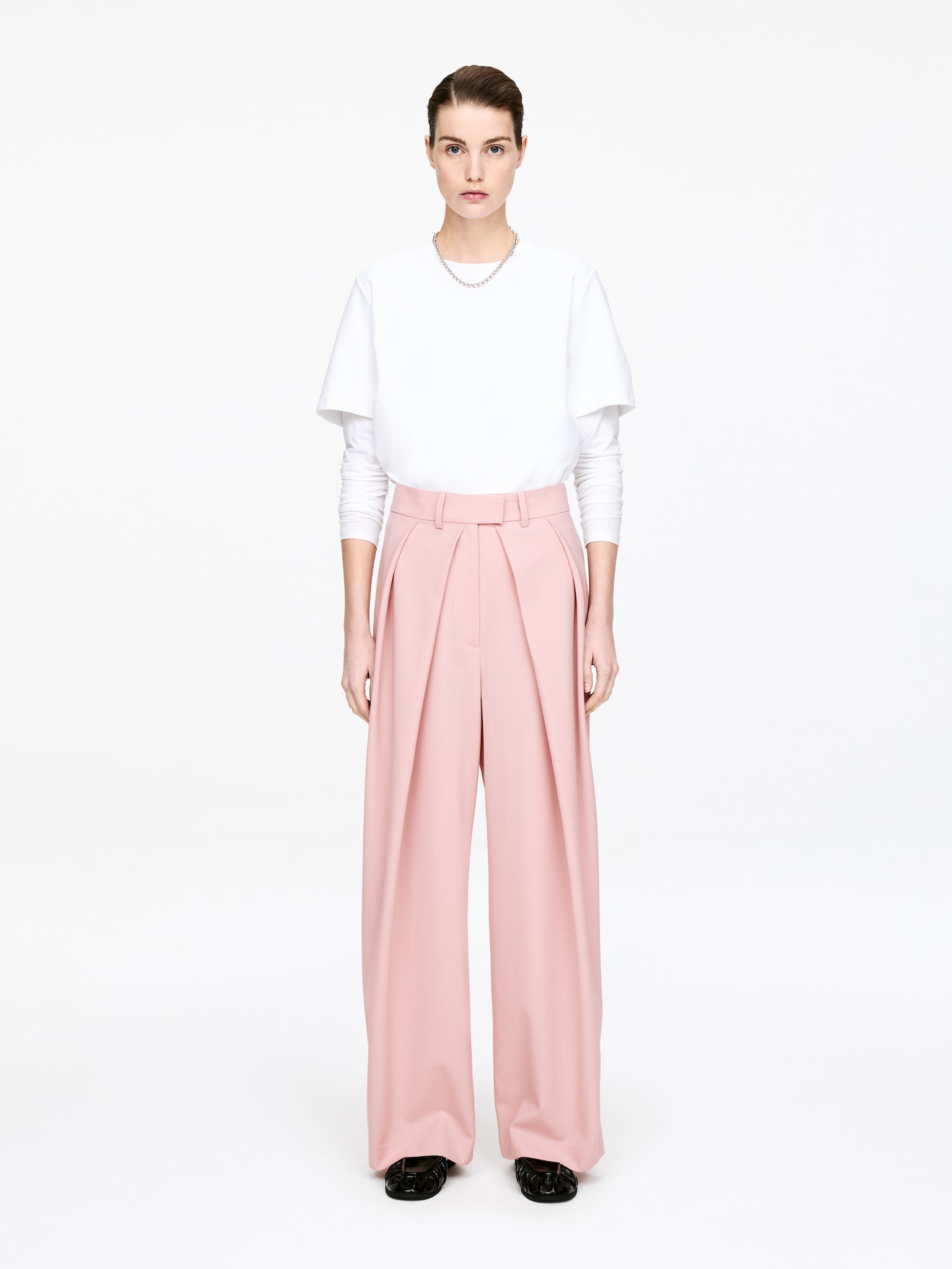 Draped Pleated Trousers - Salmon - 1