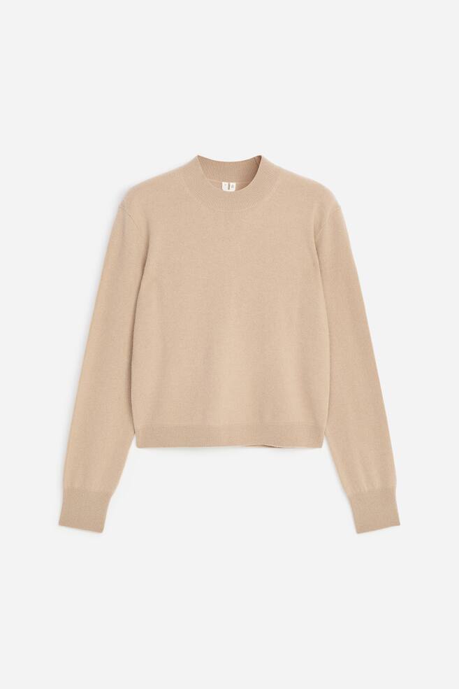 Blød trøje i merinould - Beige/Marineblå/Rød - 1