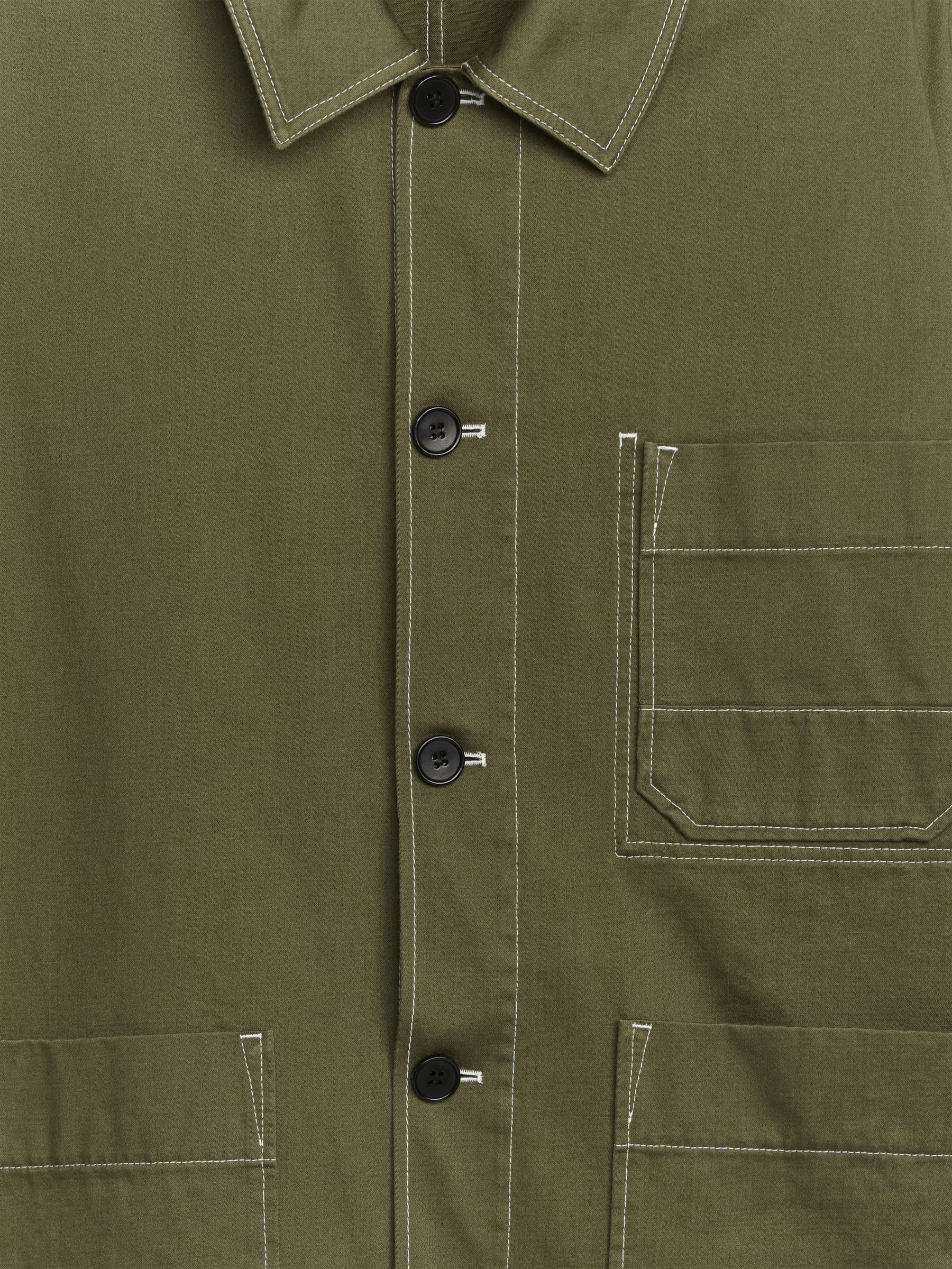 Cotton Satin Overshirt - Khaki Green - Relaxed fit - Men - StillMedia/DescriptiveDetail - 2
