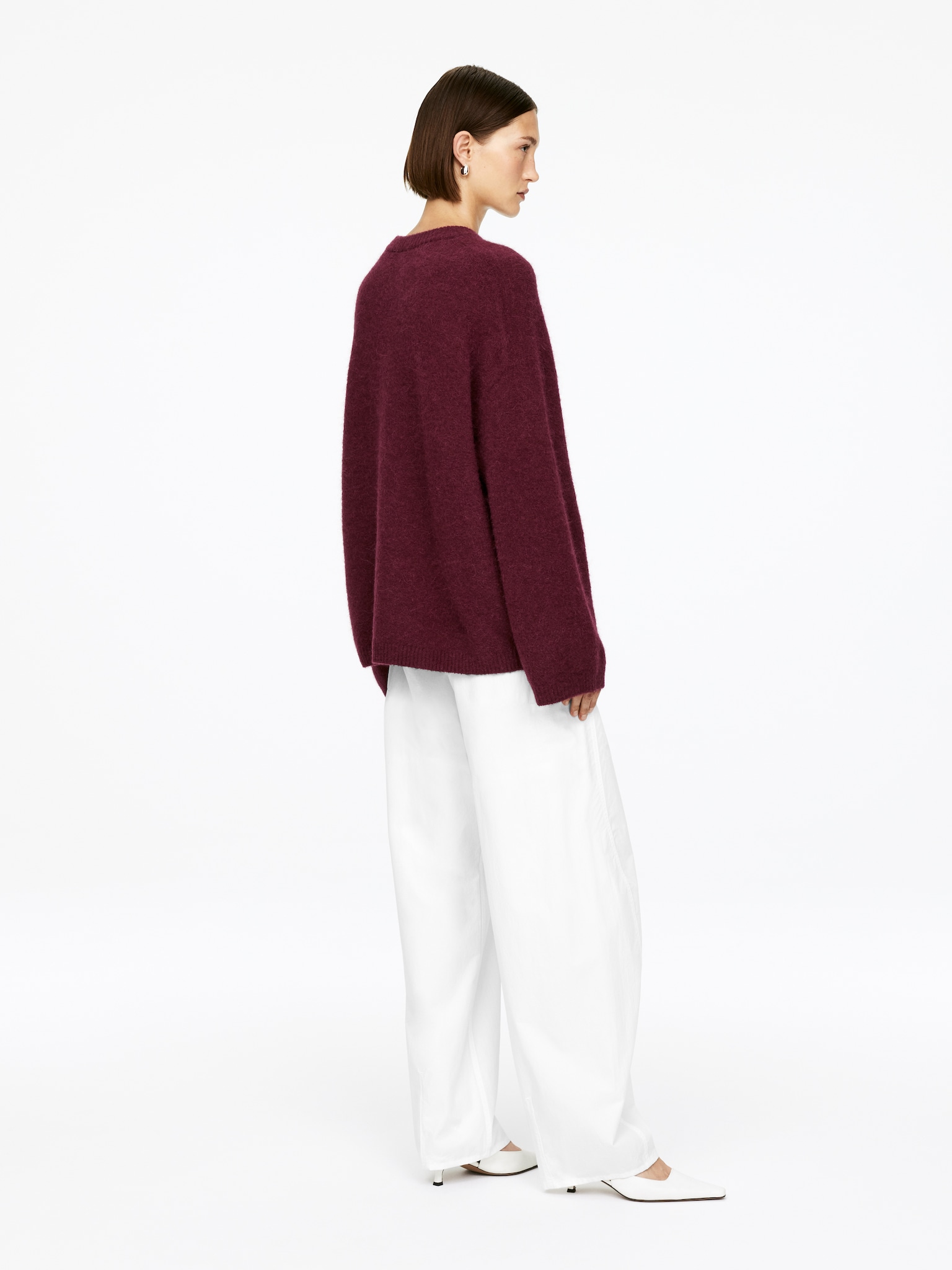 Pull en mélange de laine et d'alpaga - Bordeaux foncé/Noir/Blanc cassé/Beige/Rouge-orangé - 6