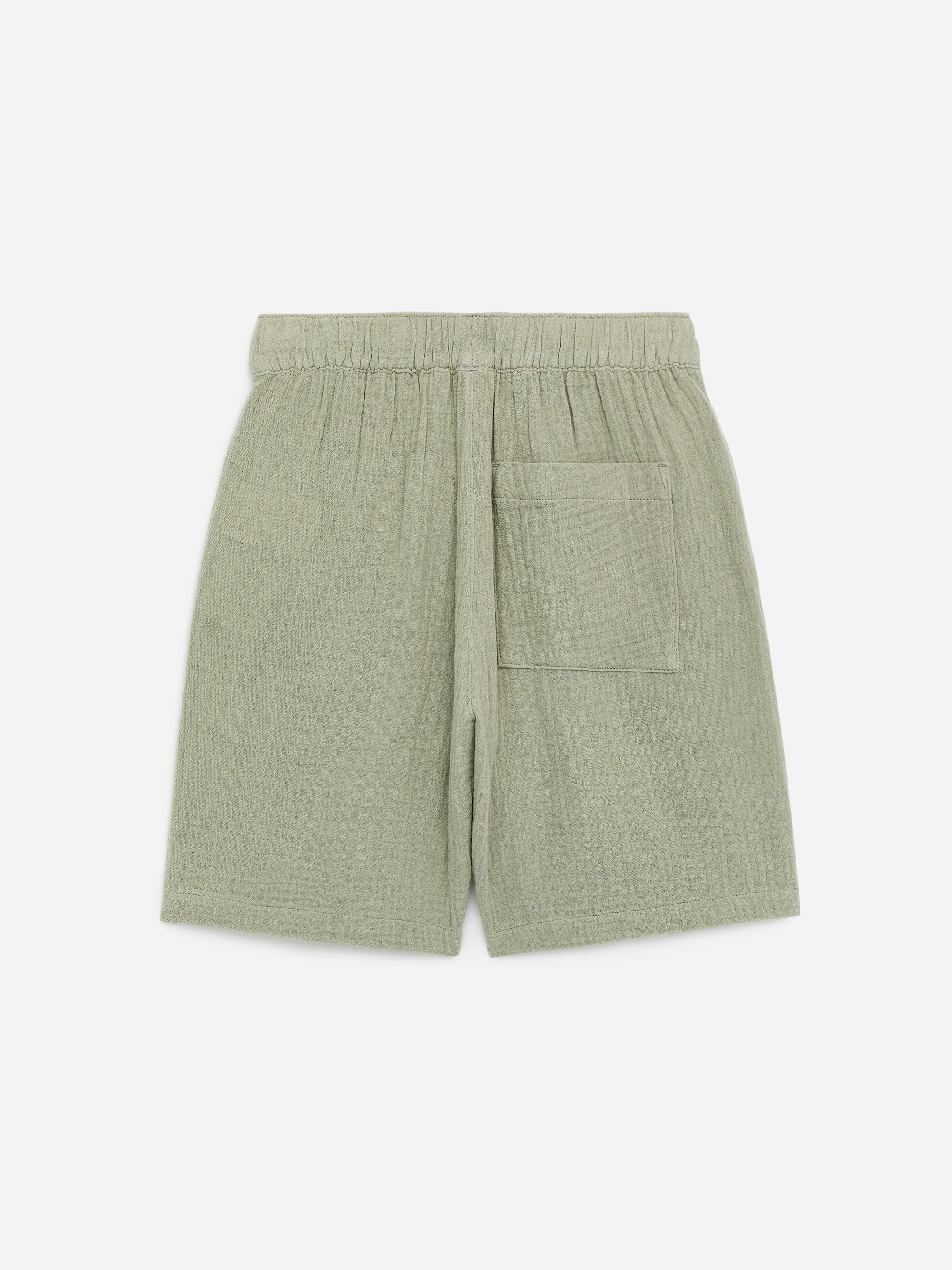 Cotton Muslin Pull-On Shorts - Khaki Green - Relaxed fit - Children - StillMedia/DescriptiveStillLife - 2