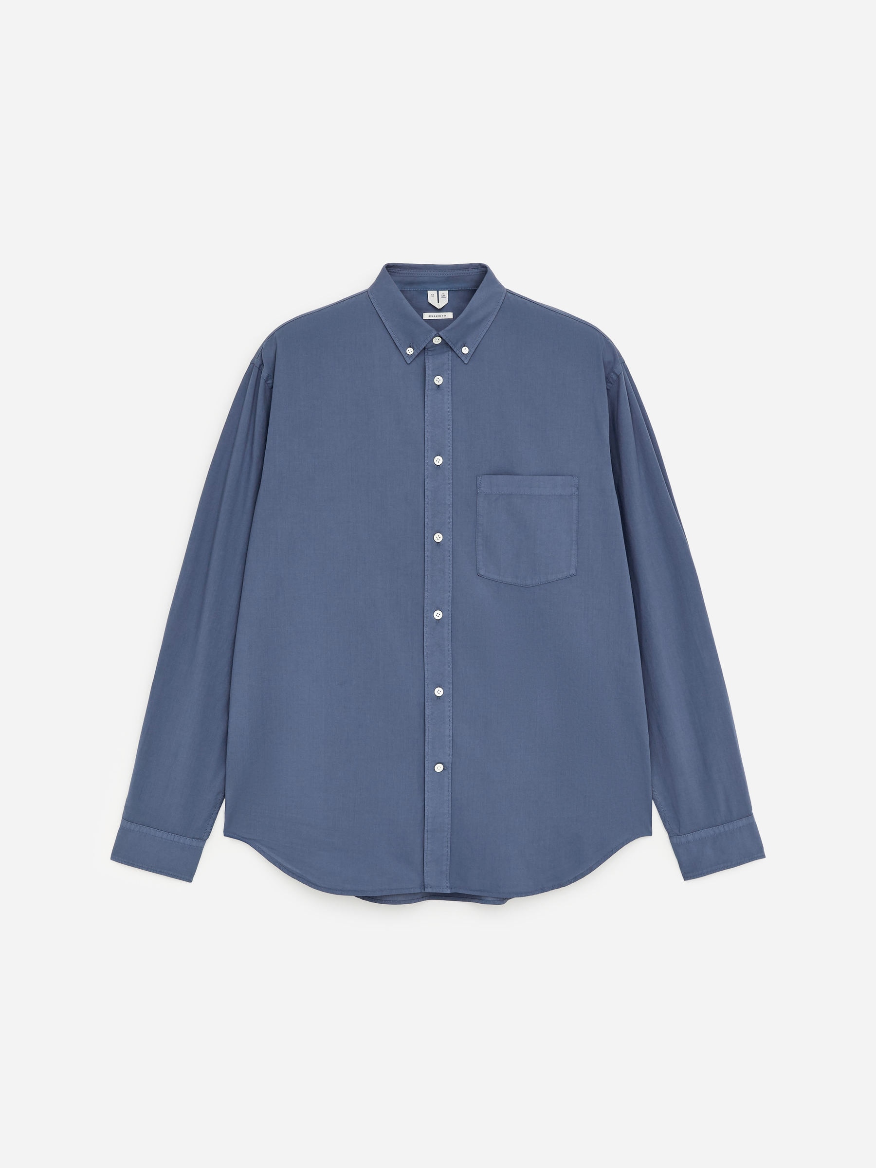 Camisa de popelina holgada-Azul-18563