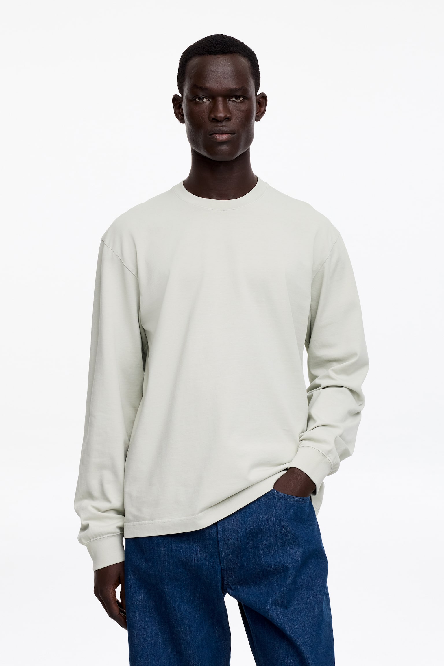 Long-Sleeve T-Shirt - Licht saliegroen/Zwart - 1