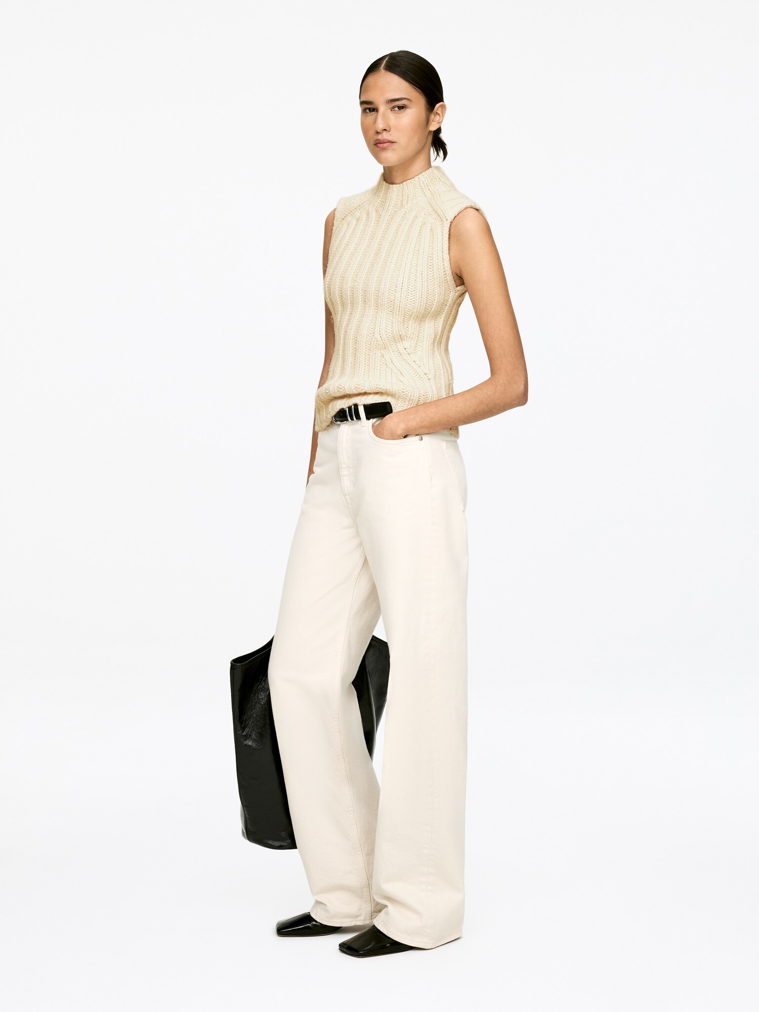 Rib-Knitted Vest - Off White - 4