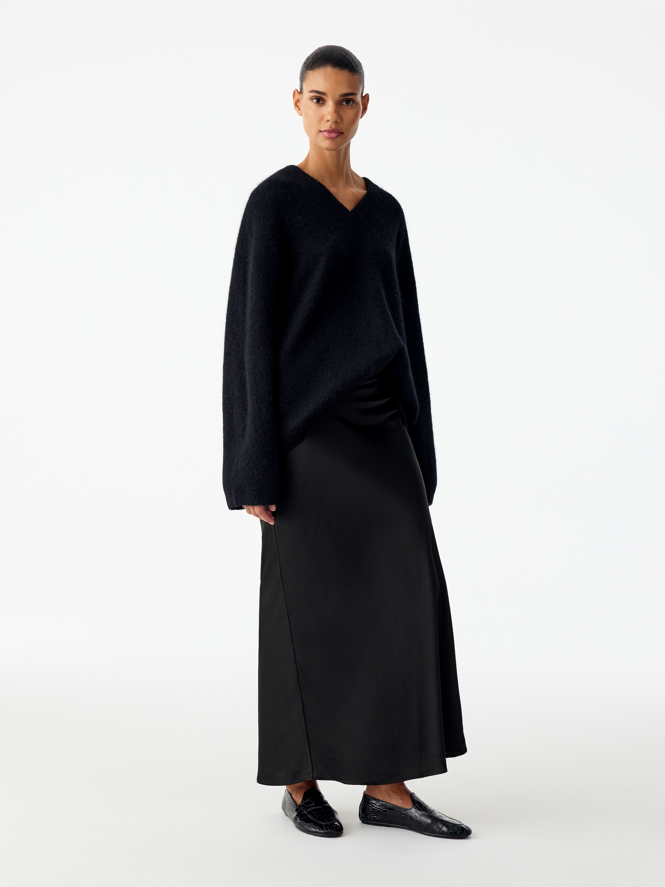 Gonna in raso di seta - Nero - Regular fit - women - StillMedia/Lookbook - 3
