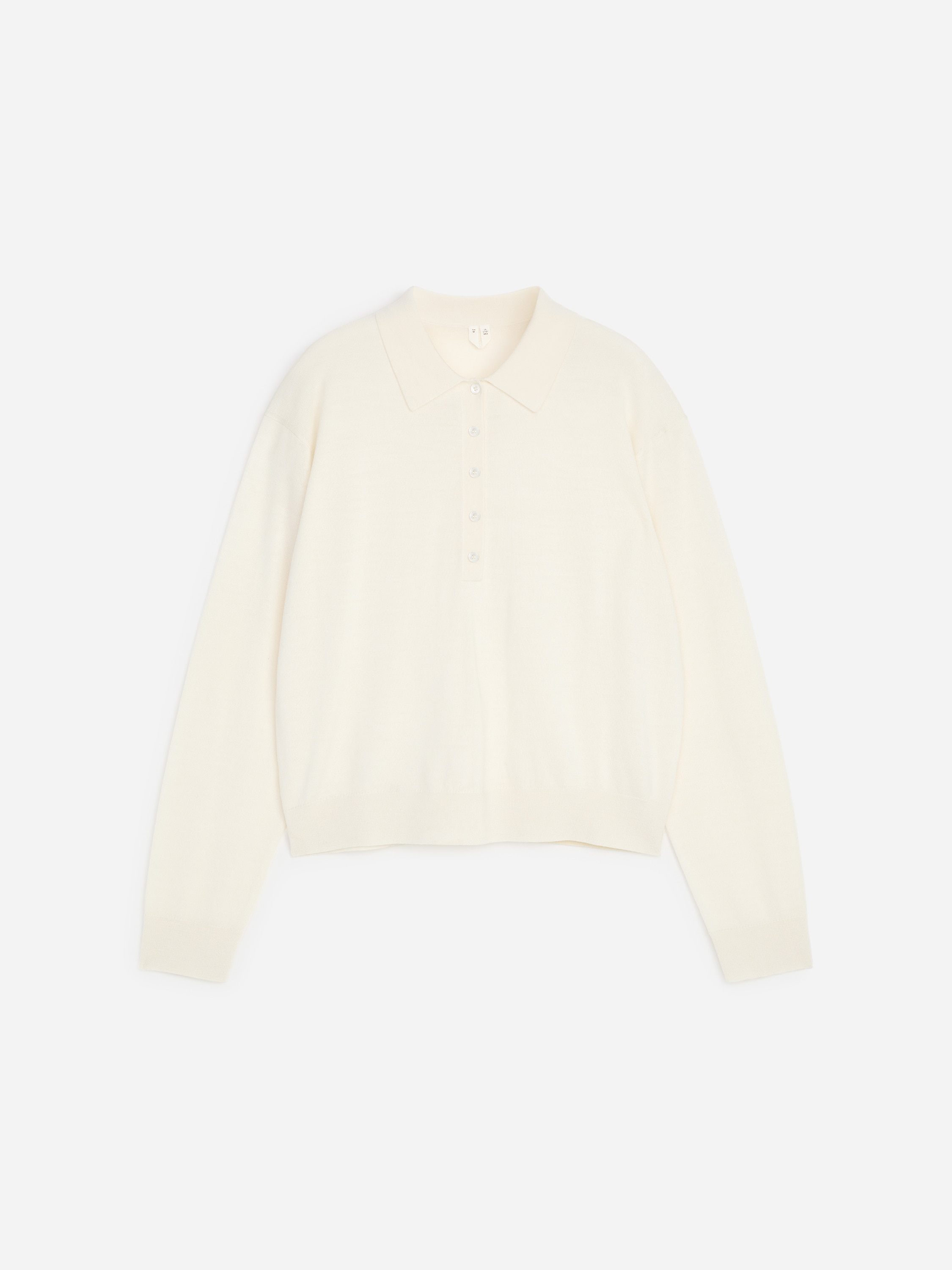 Polo en laine mérinos - Blanc cassé