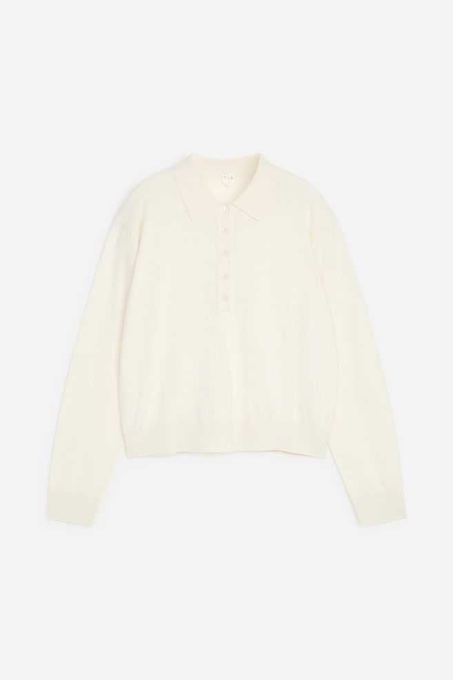 Polo de lana merino - Blanco roto - 1