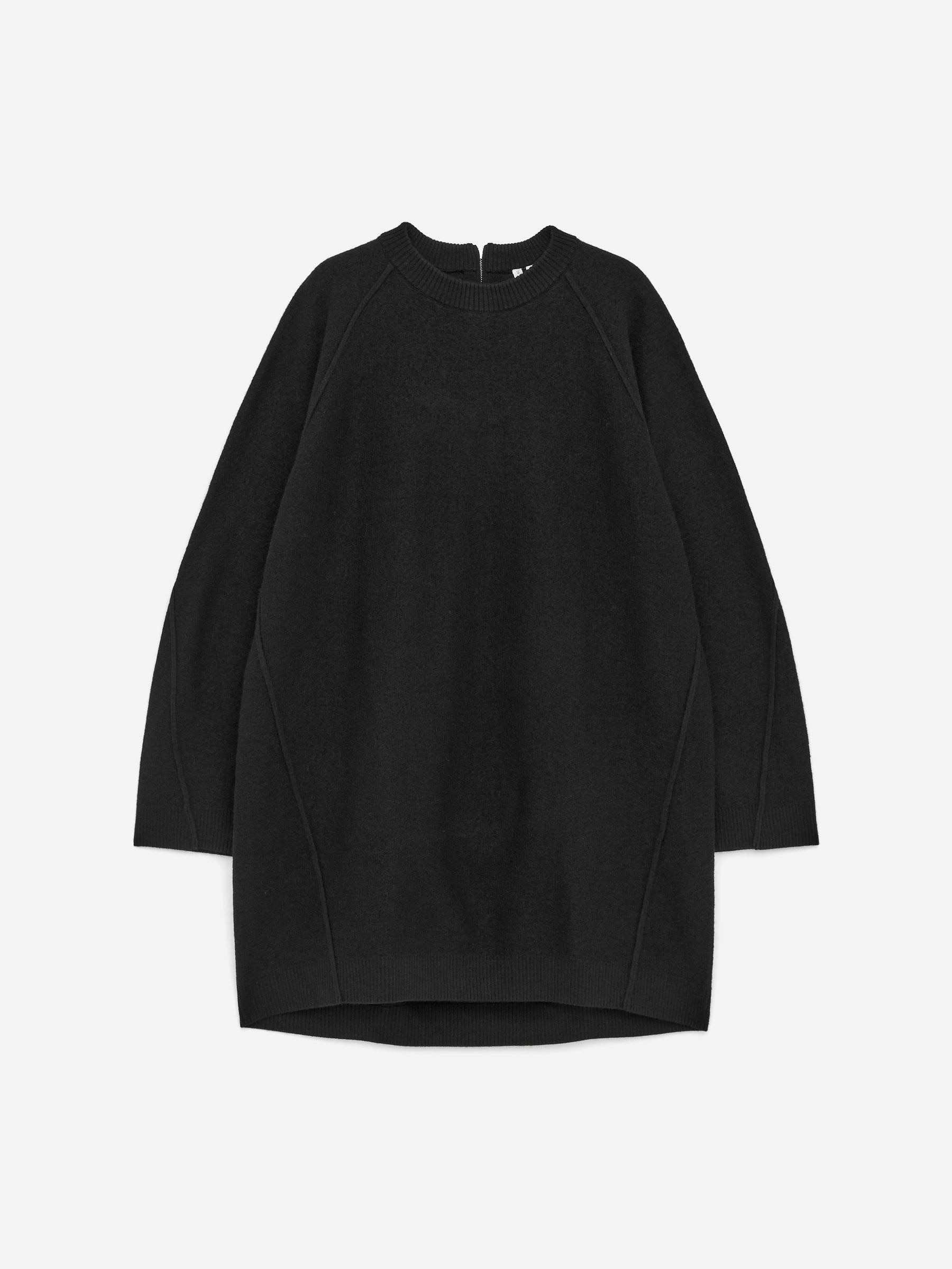 Boiled Wool Mini Dress - Black - Loose fit - Women - StillMedia/DescriptiveStillLife - 2