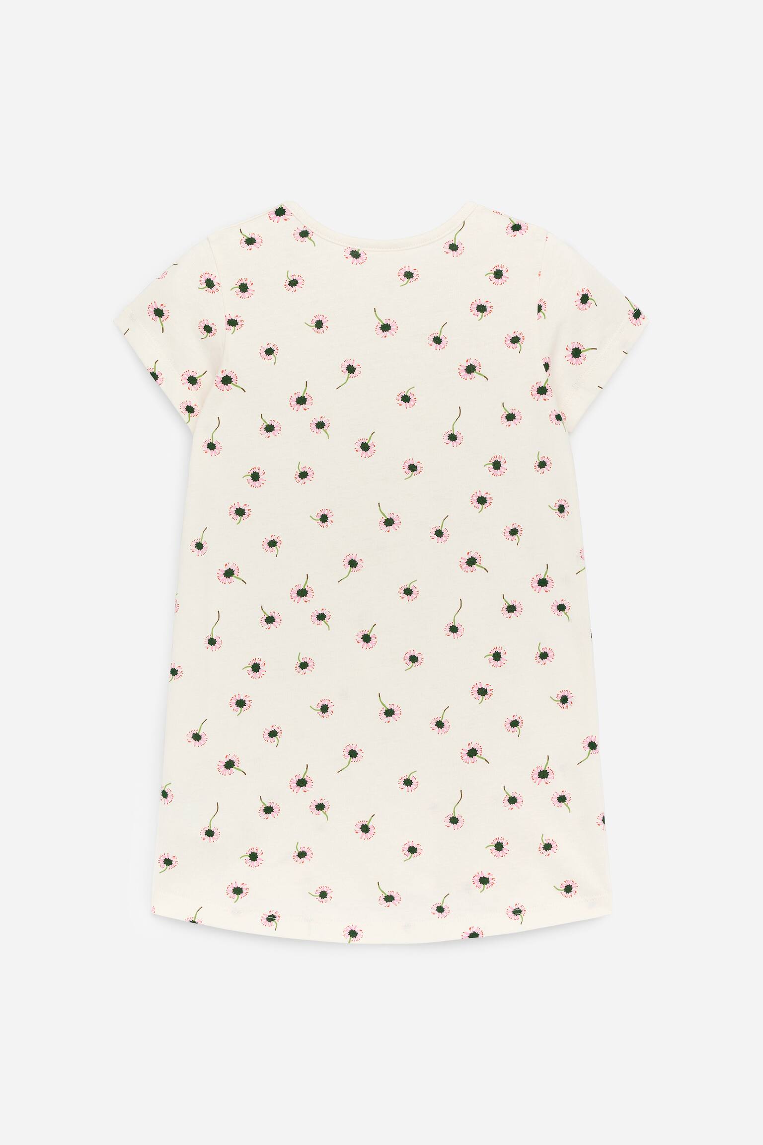 Chemise de nuit en coton - Blanc cassé/Fleurs/Rose/Cœurs rouges - 2