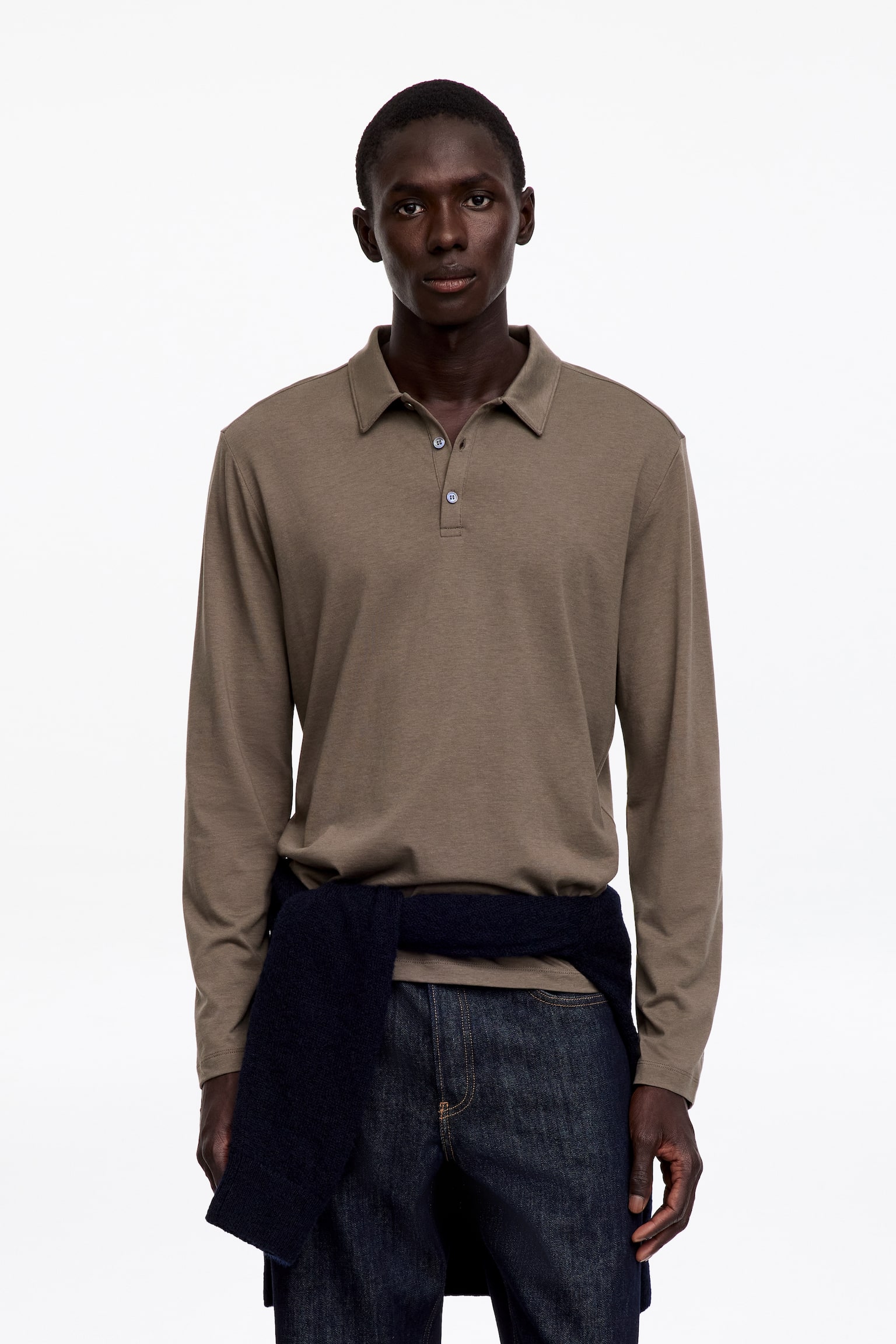 Lichtgewicht poloshirt - Bruin/Donker marineblauw - 1