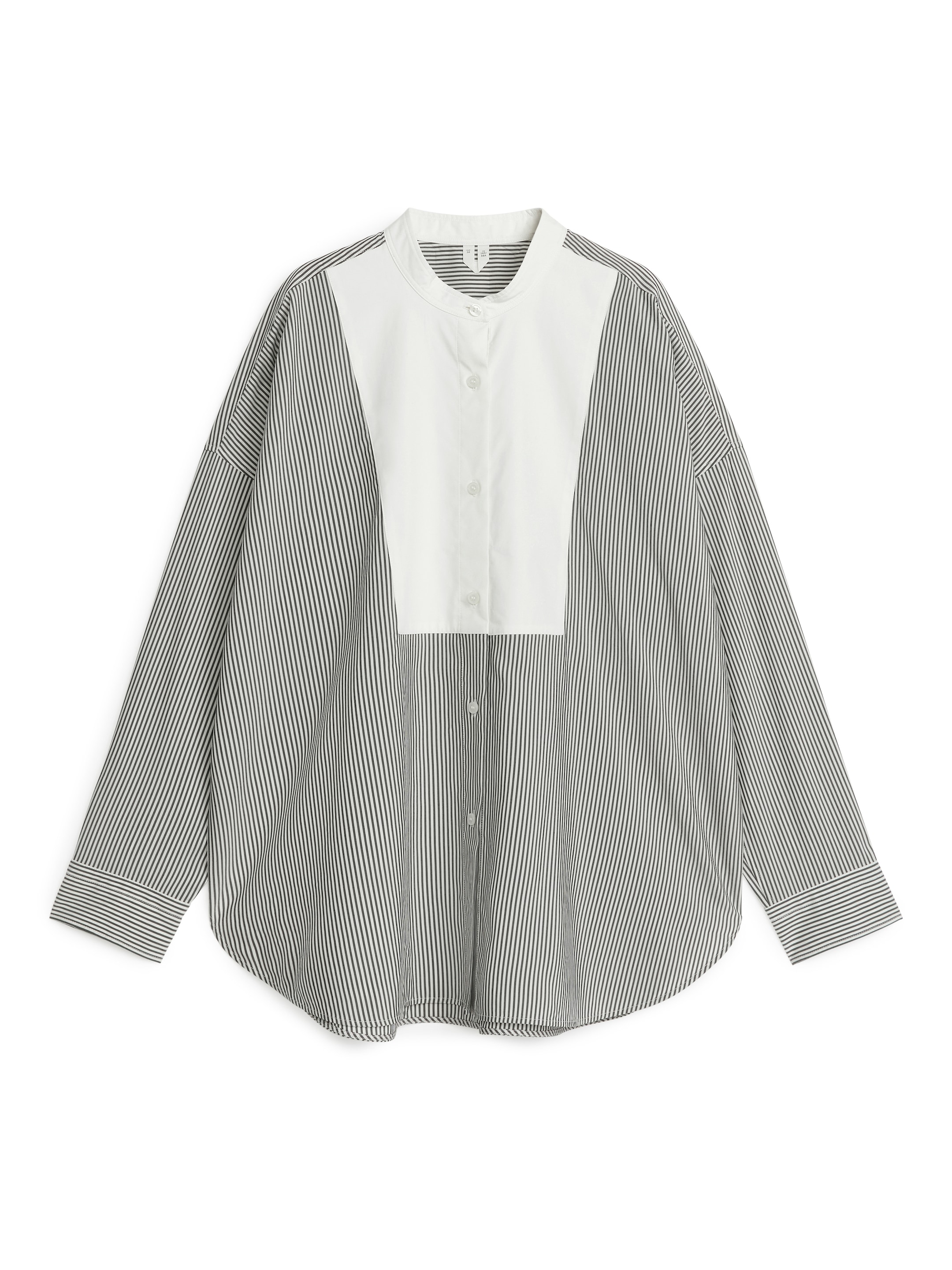 View larger image: Contrast Bib Shirt - White/Grey - Ladies | H&M GB 1