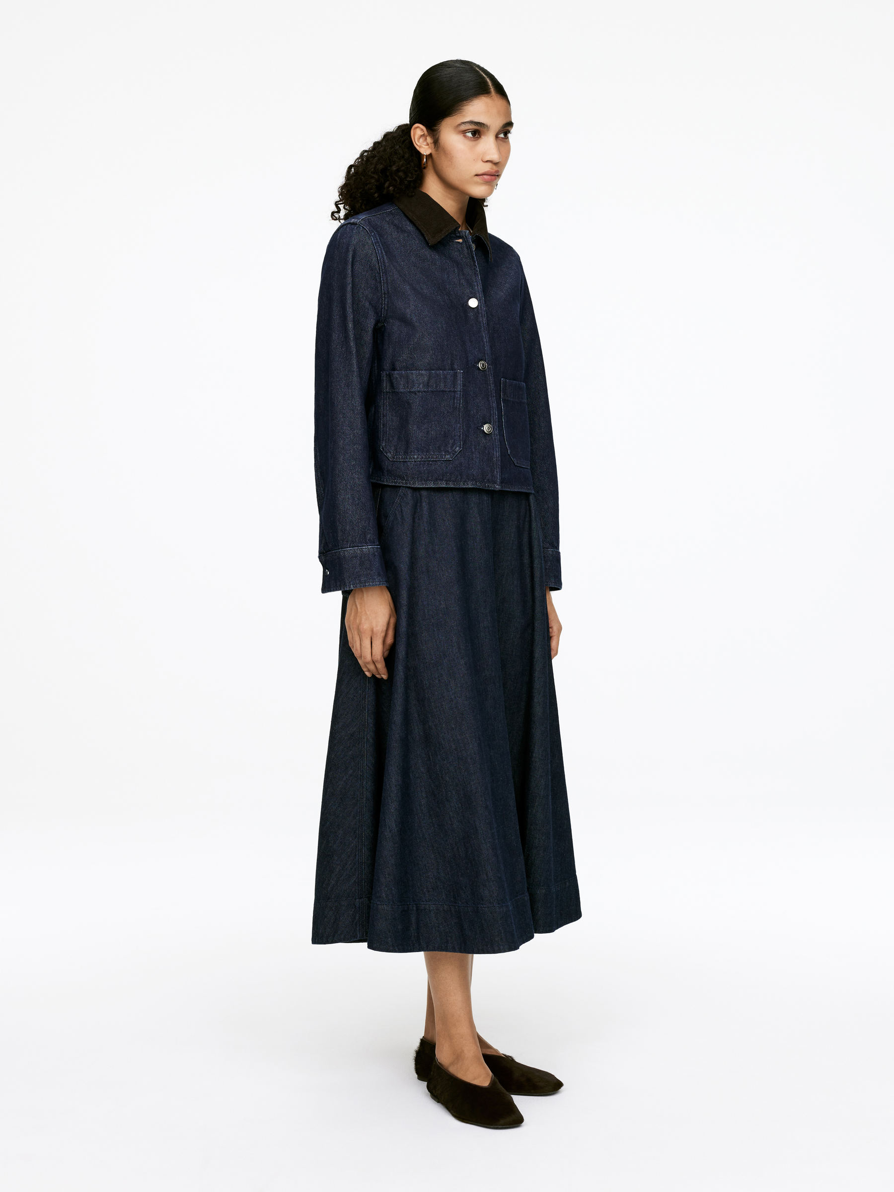 Overshirt i denim med manchesterkrage - Mörkblå - Regular fit - Women - StillMedia/Lookbook - 5