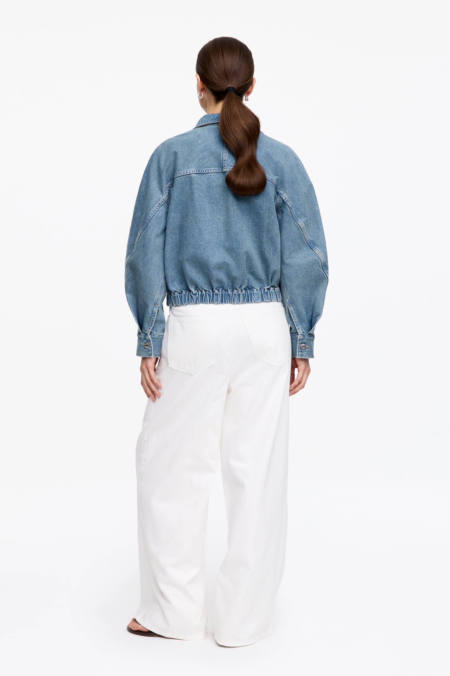 Giacca corta in denim - Blu - 4