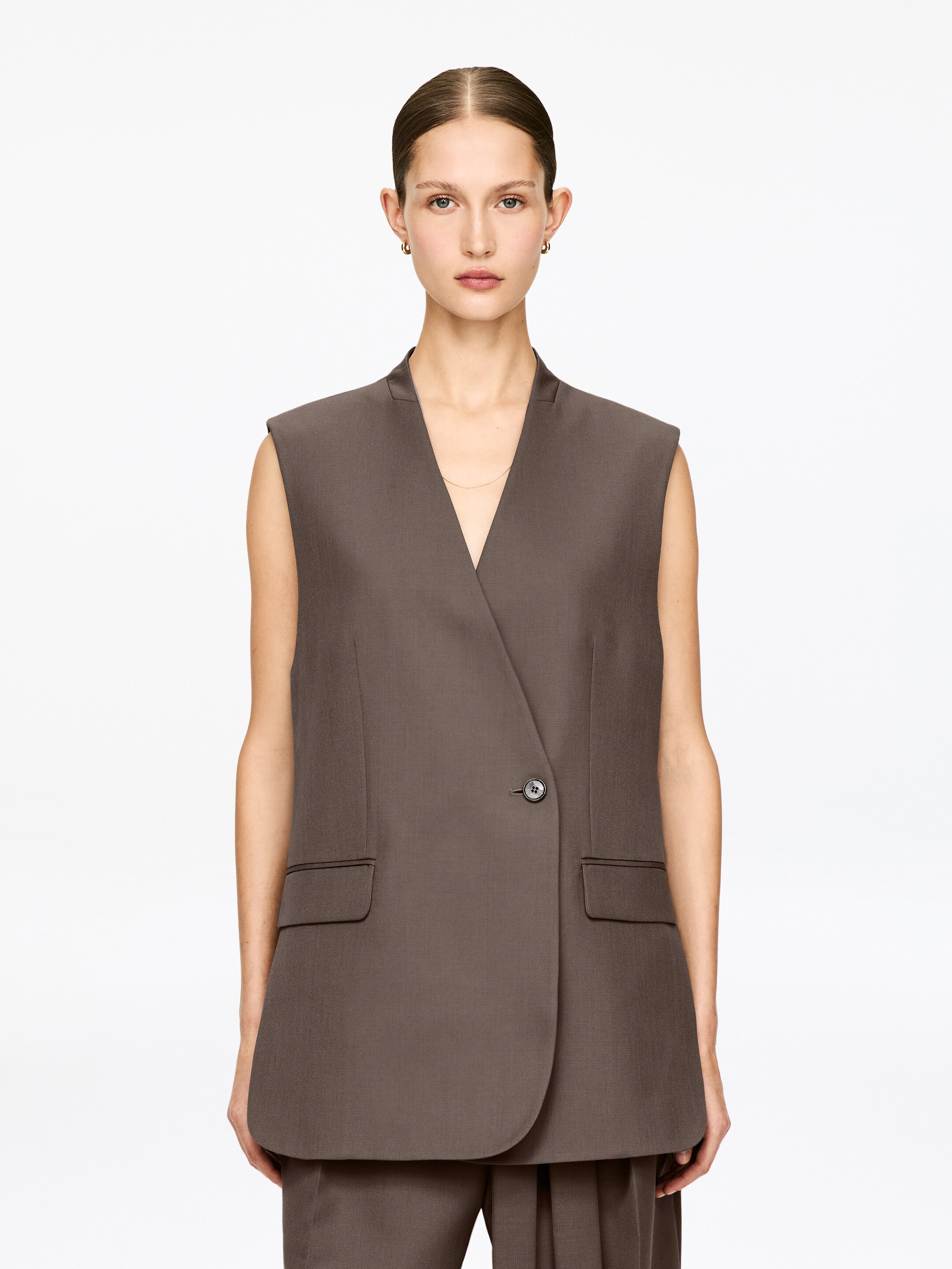 Agrandir l'image: Gilet tailleur en laine mélangée - Taupe foncé - FEMME | H&M CH 1