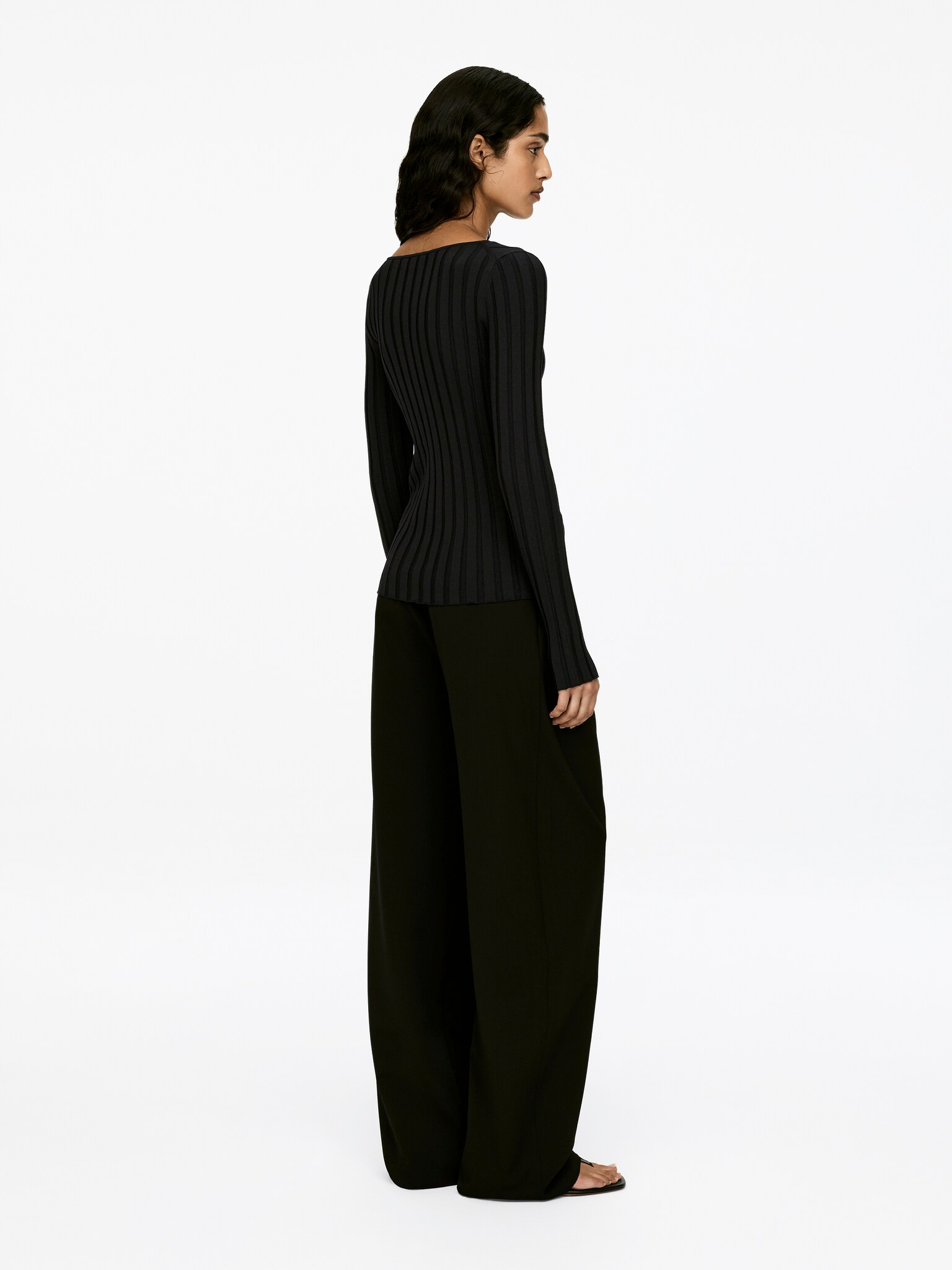 Half-Zip Rib Jumper - Black - 4