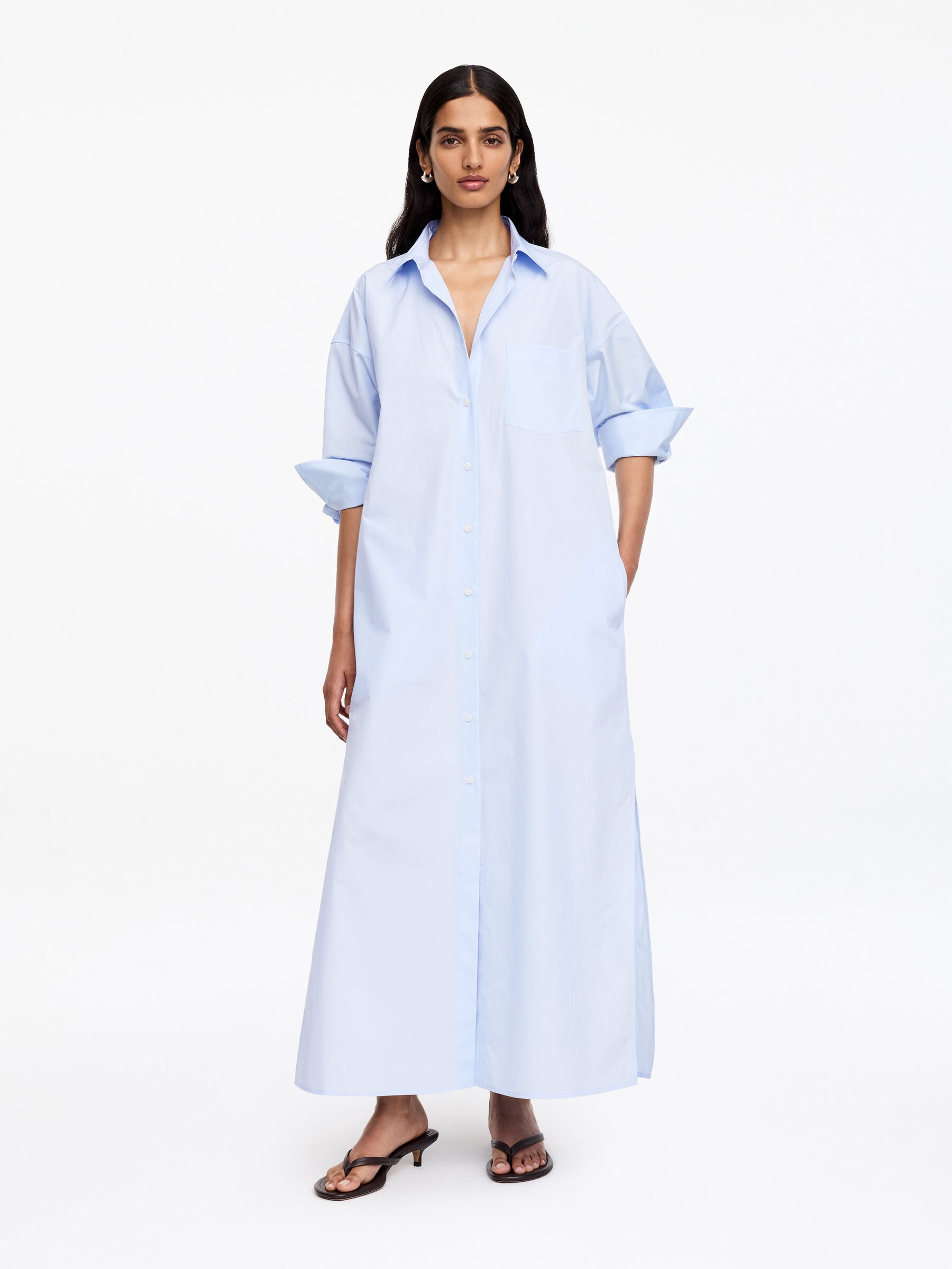 Vestido camisero de algodón - Azul claro - Corte estándar - Women - StillMedia/Lookbook - 3