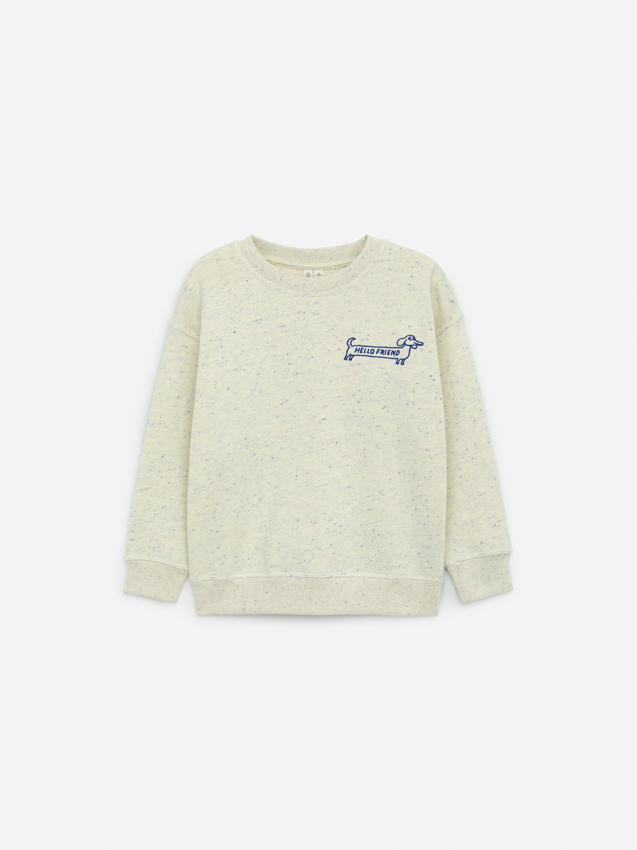 Sweatshirt med brodyr - Off-white/blå neps - Relaxed fit - Children - StillMedia/DescriptiveStillLife - 1
