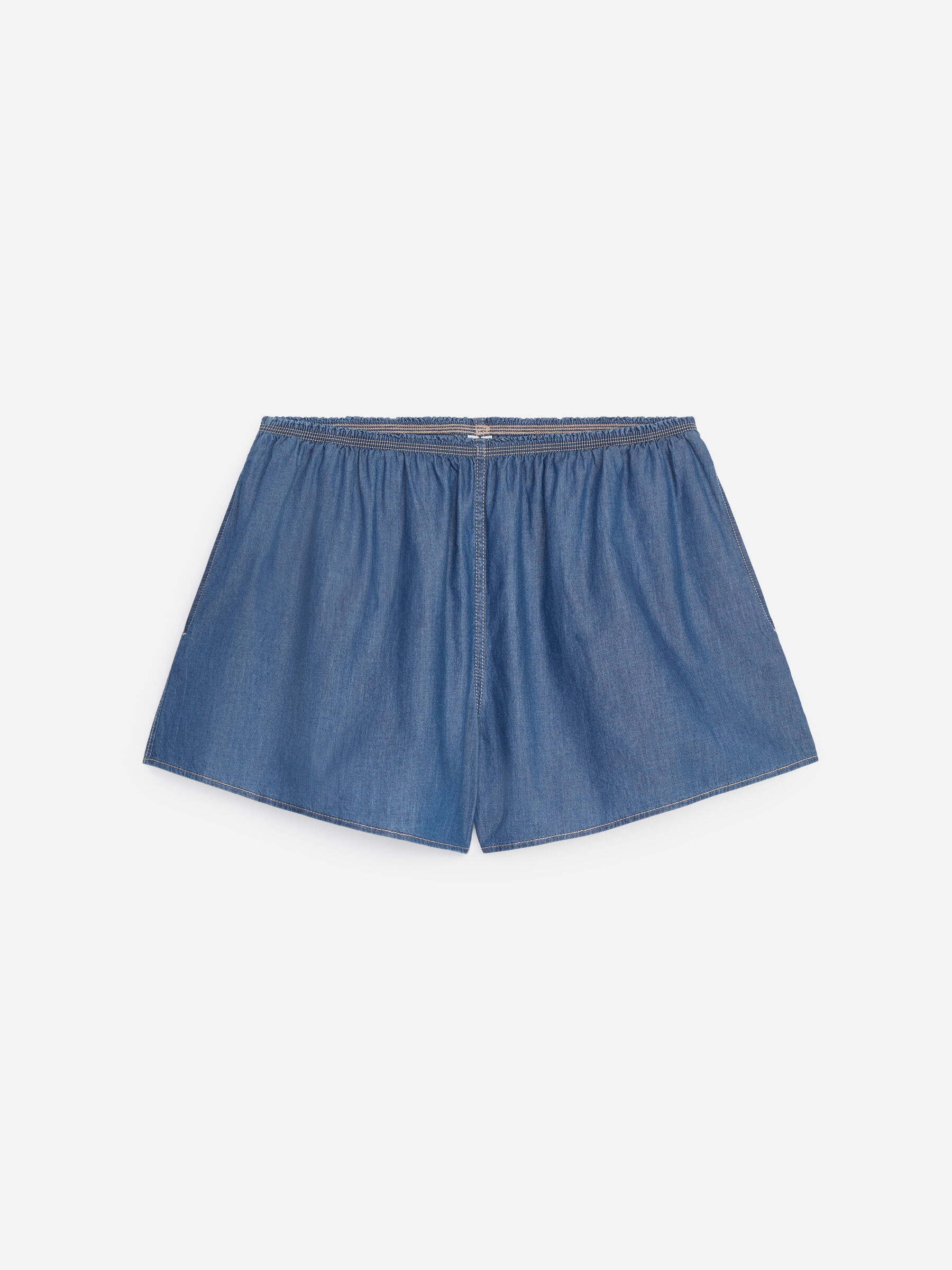 Denim Pull-On Shorts-#3E64A7-19136