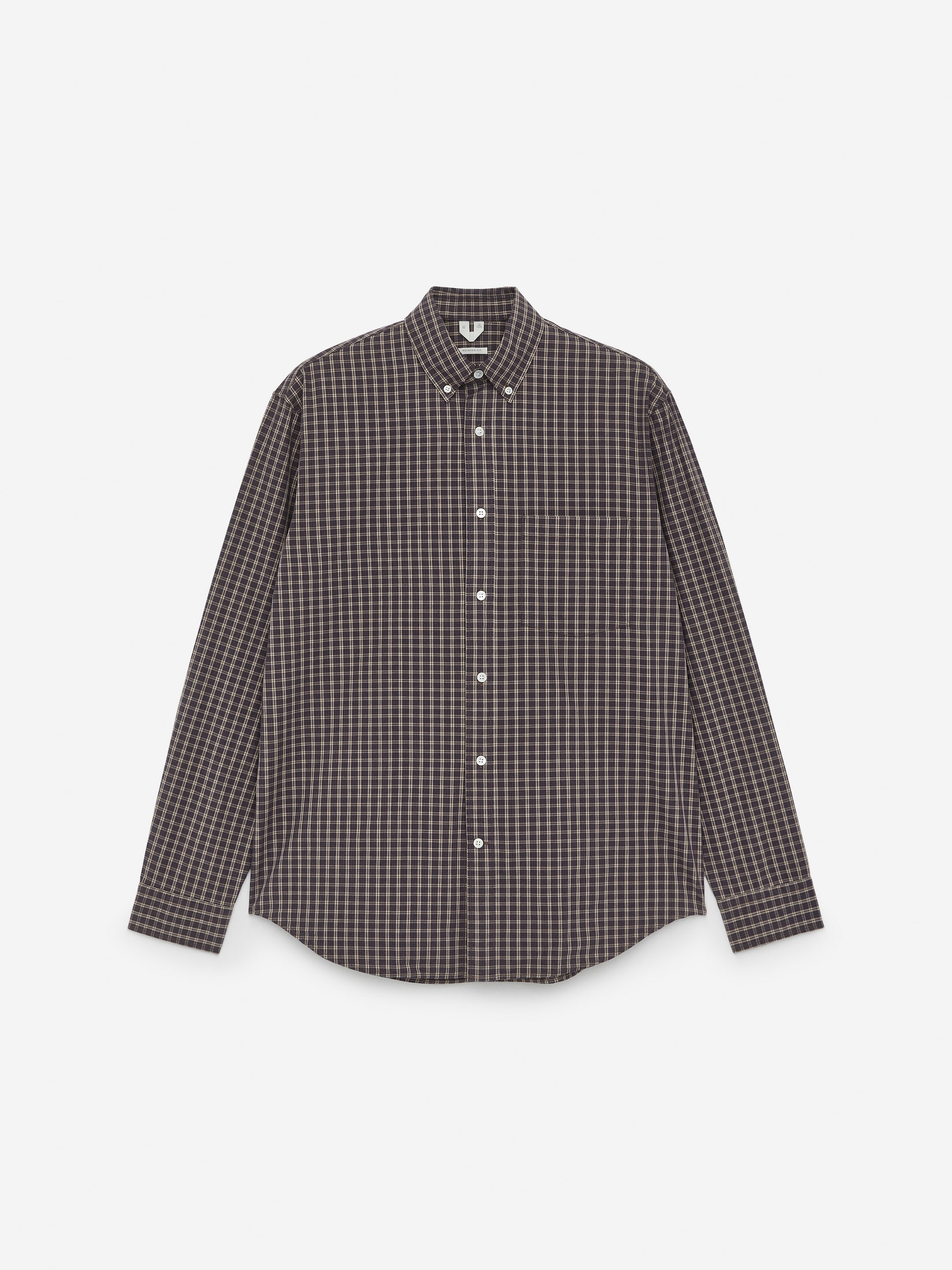 Relaxed Cotton Shirt-#3F3838-14188