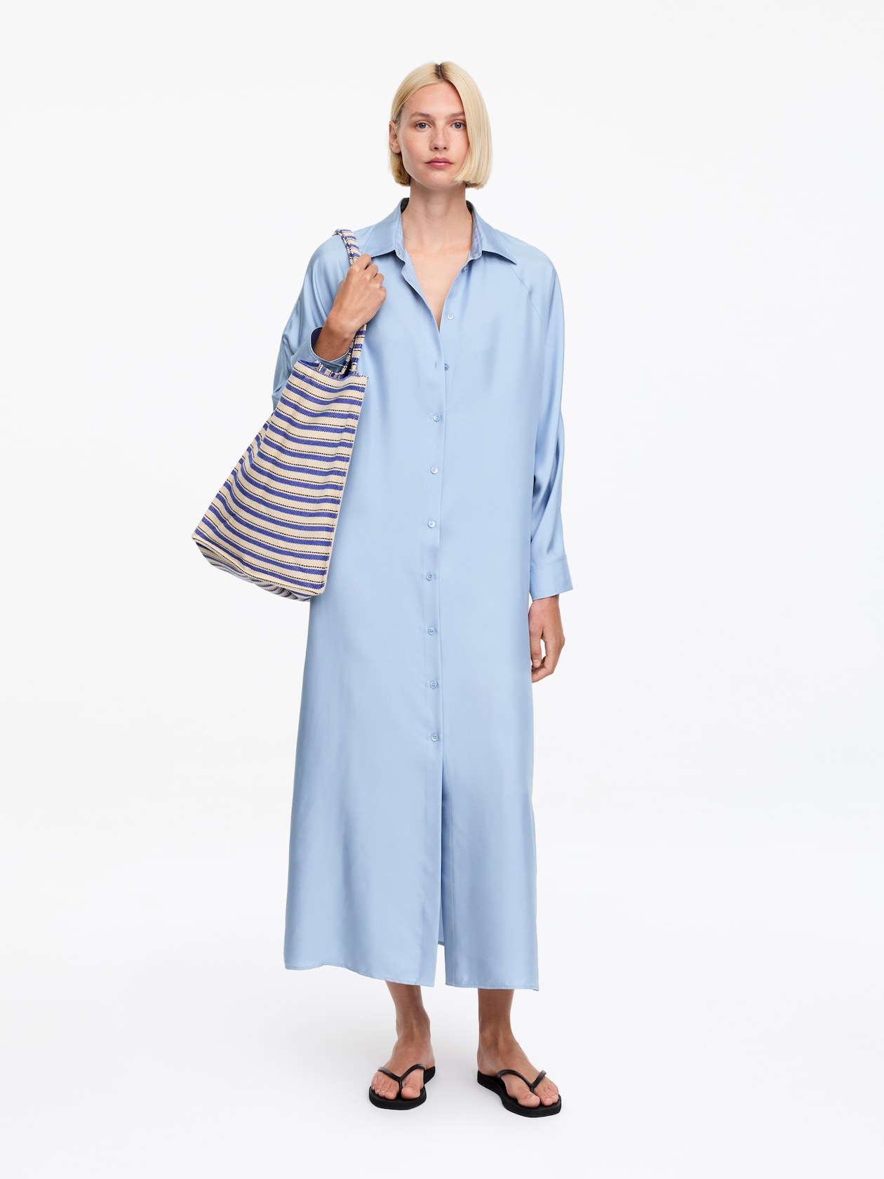 Arket Silk Twill Shirt Dress in blue