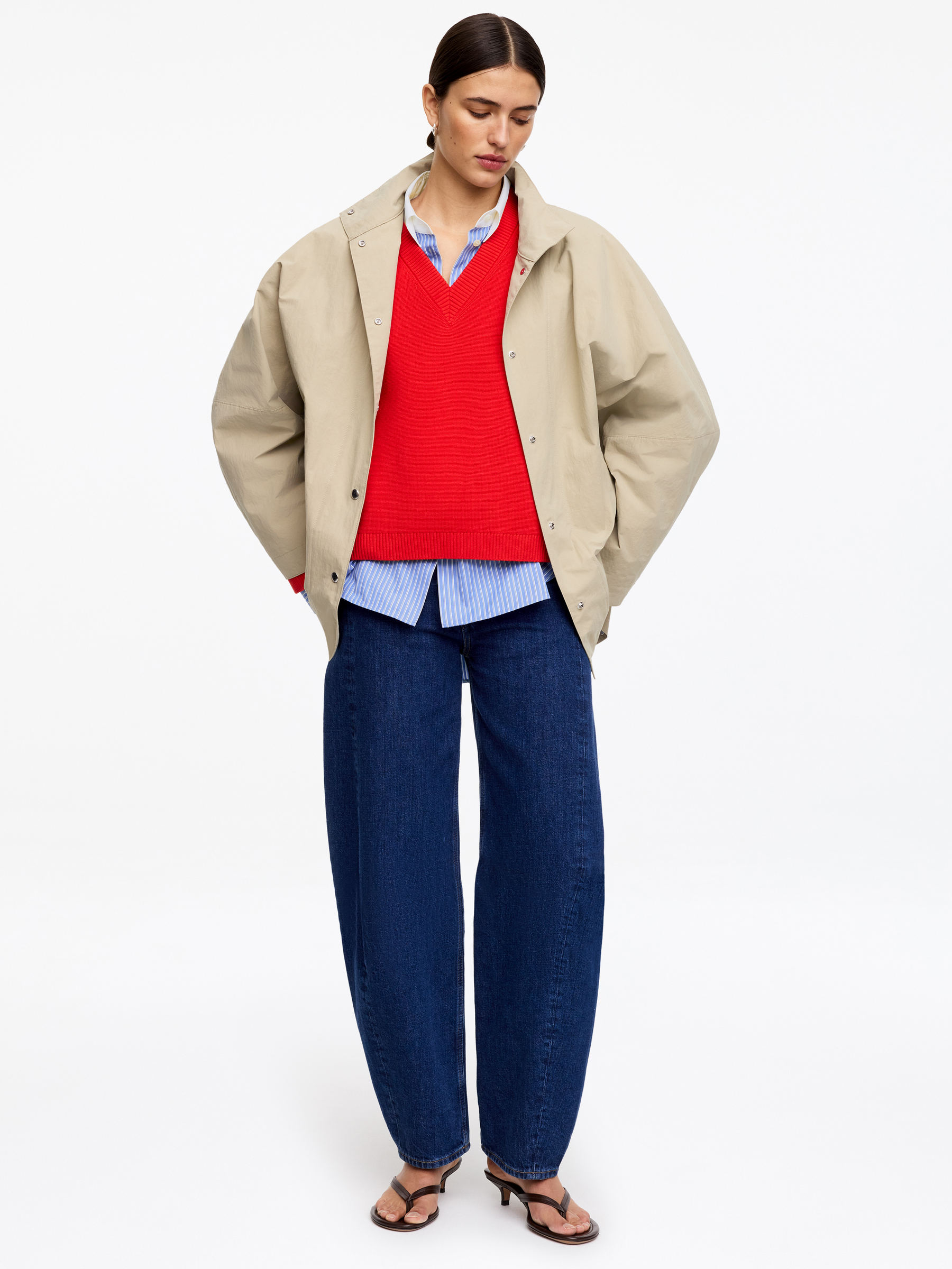 Relaxed-Fit Poplin Shirt - Blue/White - Relaxed fit - Women - StillMedia/Lookbook - 3