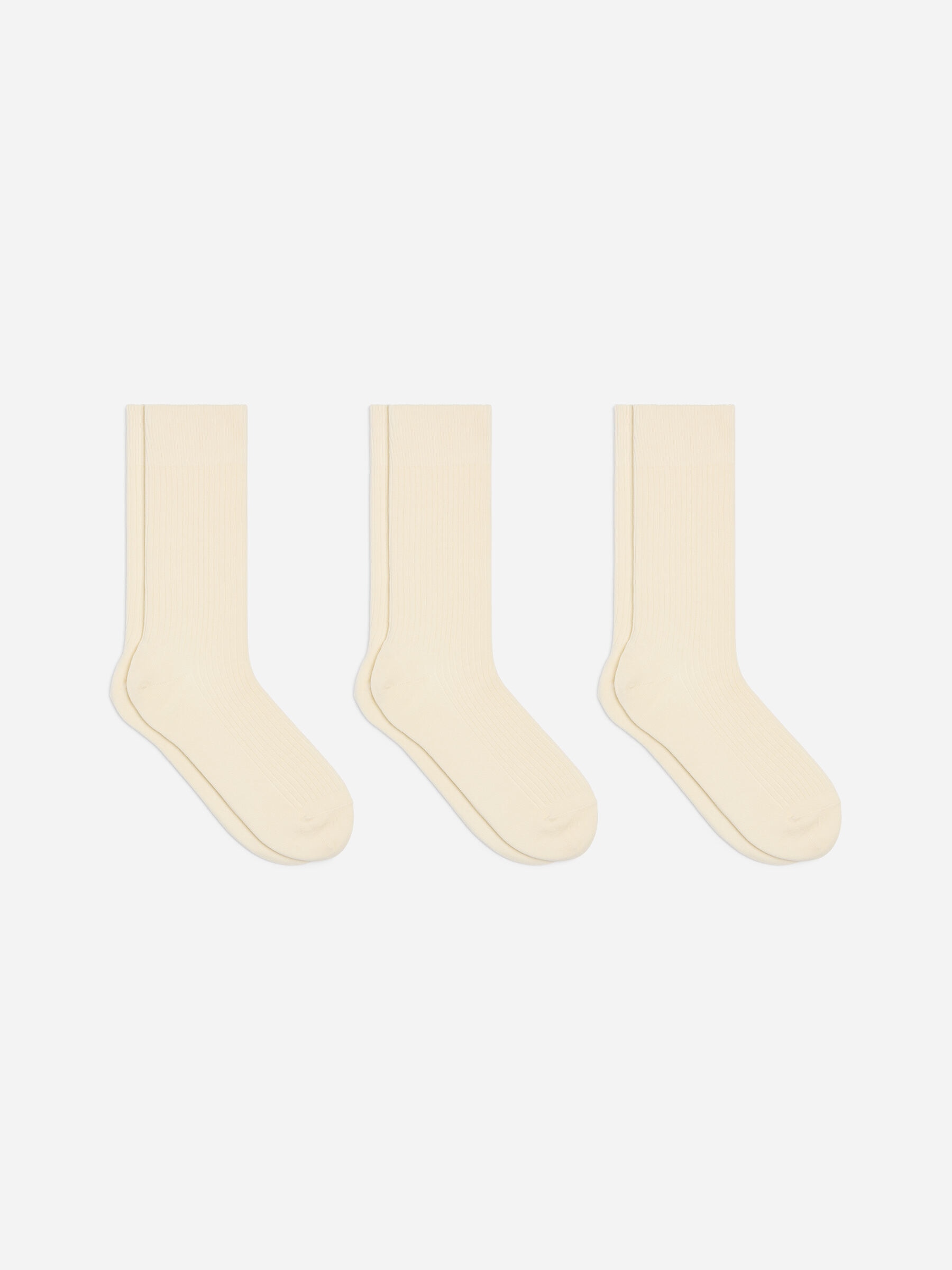 Supima Cotton Rib Socks Set of 3 pairs-#EEEDE4-14041