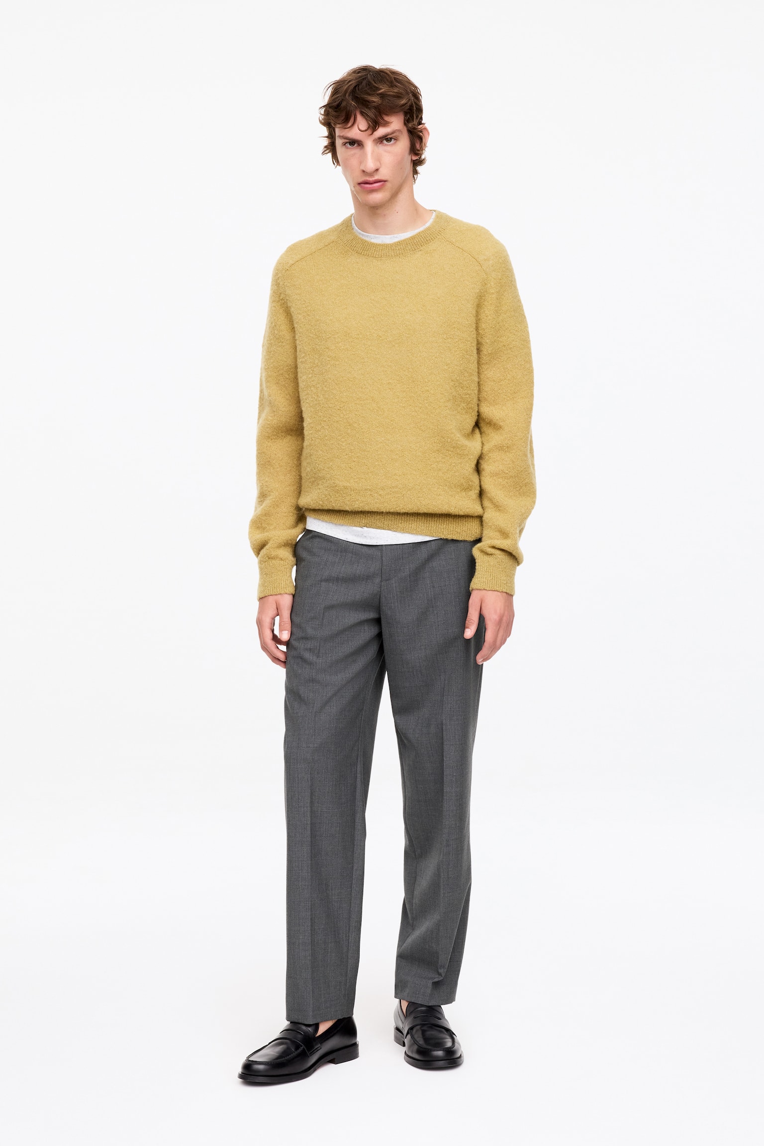 Lichte wollen broek met ruimvallende pasvorm - grijs/Donkerblauw - 1